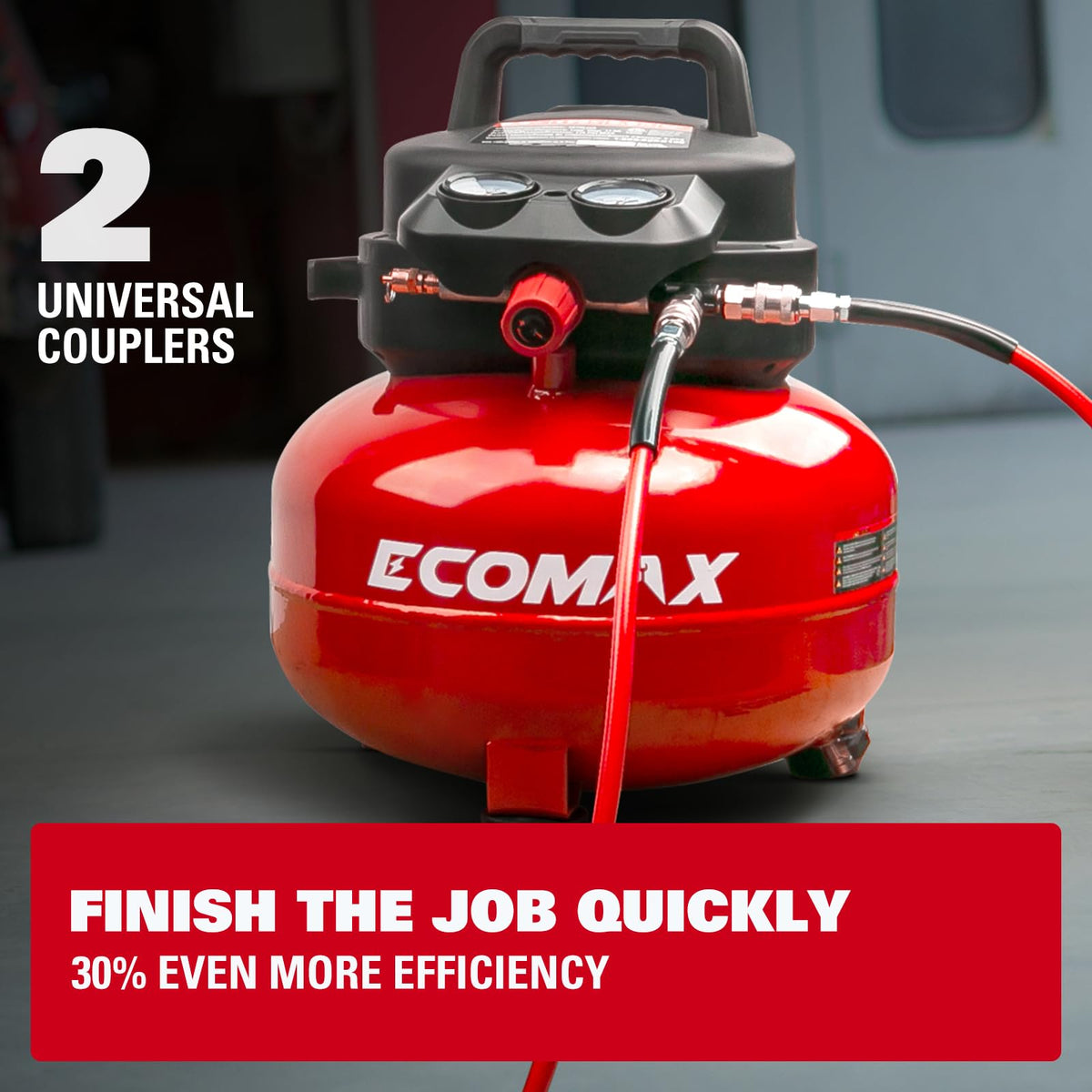 Air Compressor, 6 Gallon Pancake Air compressor, Max 150 PSI, 2.6 CFM @90 Psi, Oil Free Pancake Compressor for Home and Jobsite, Red Model: 0210673