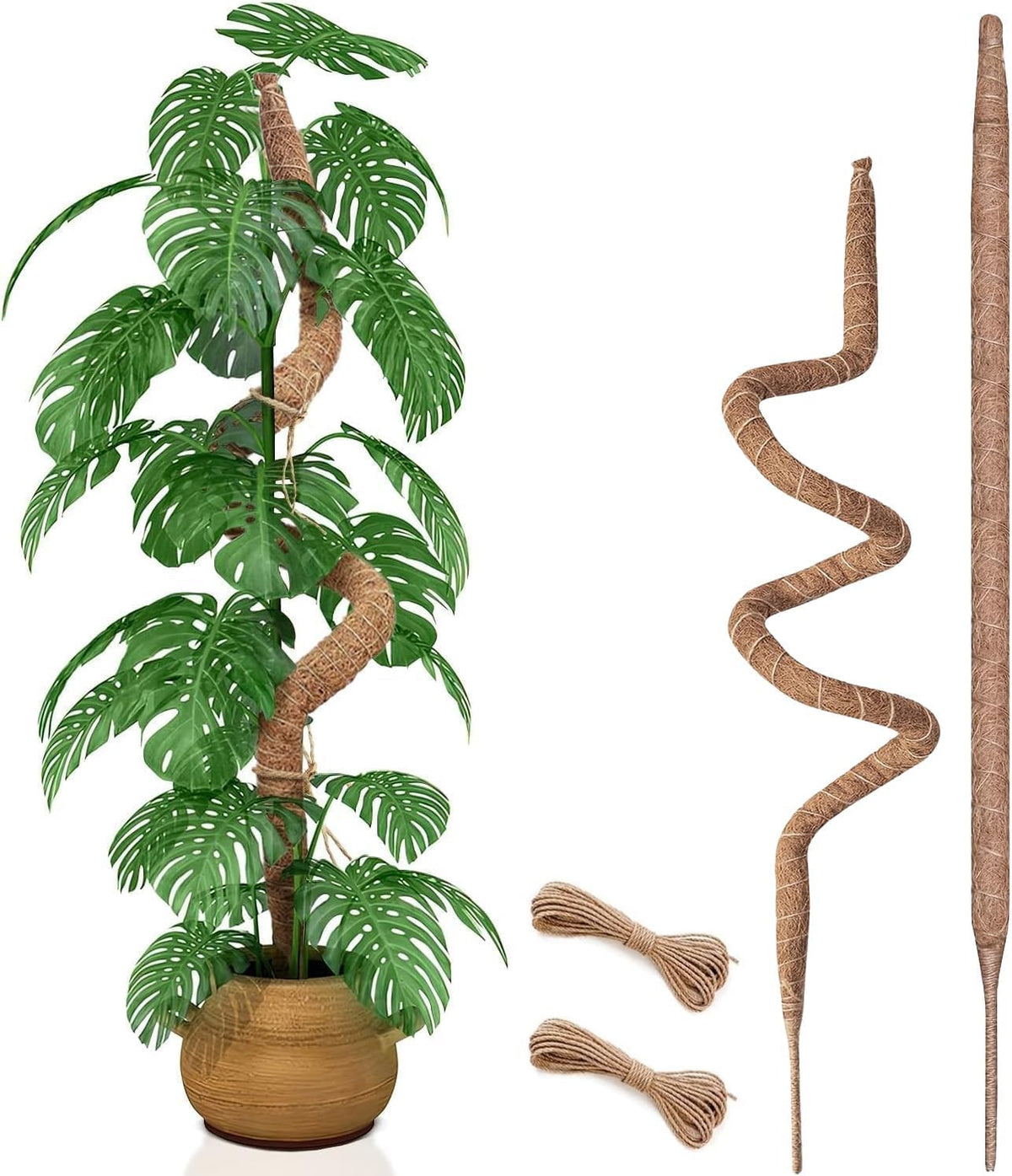 2 Pack 48 Inch Moss Pole, Bendable Moss Pole for Plants Monstera, Tall Moss Poles for Climbing Plants Indoor, Large Support, Garden Trellis Stick Stakes for Plant