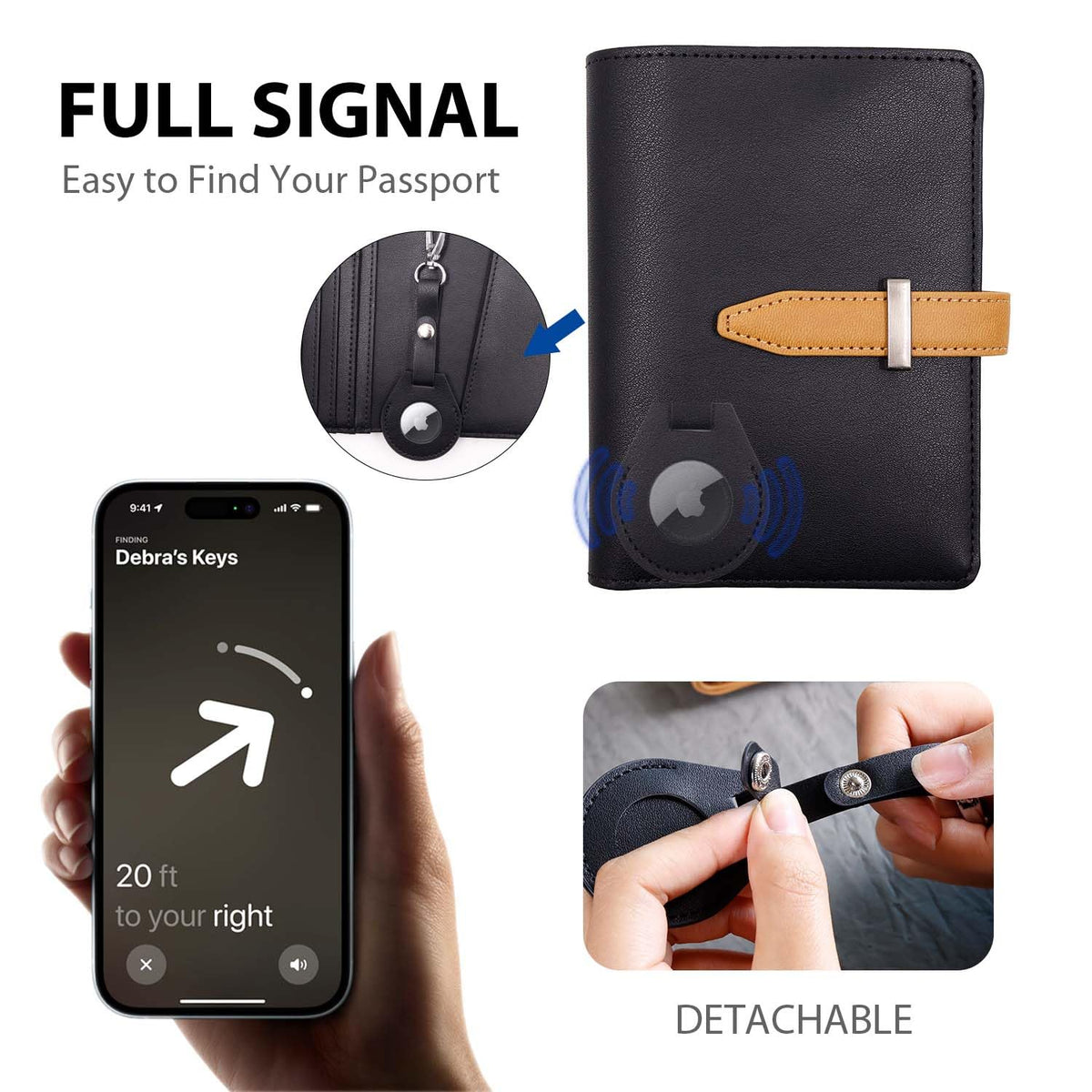 Deziliao Passport wallets, Mulit-purpose RFID Blocking Passport Holder AirTag Wallet, Travel Wallet（Black）