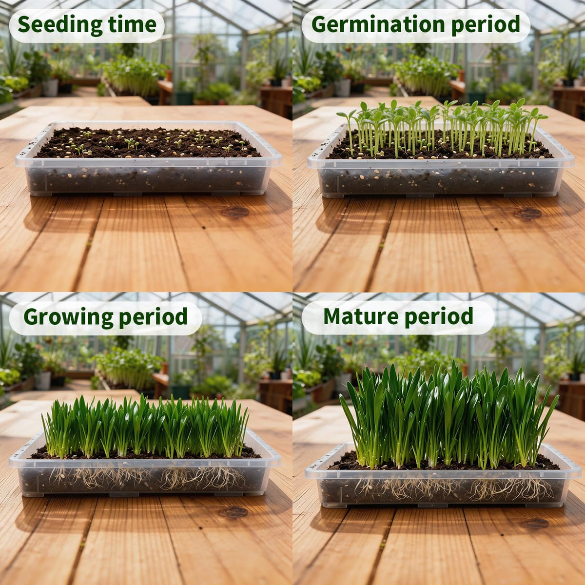 RooTrimmer 1020 Nursery Pot Trays 5 Pack, Transparent Plastic Flat Seed Starter Tray, Durable Square Seedling Starting Tray for Holding and Carrying Plant Pots (Clear)