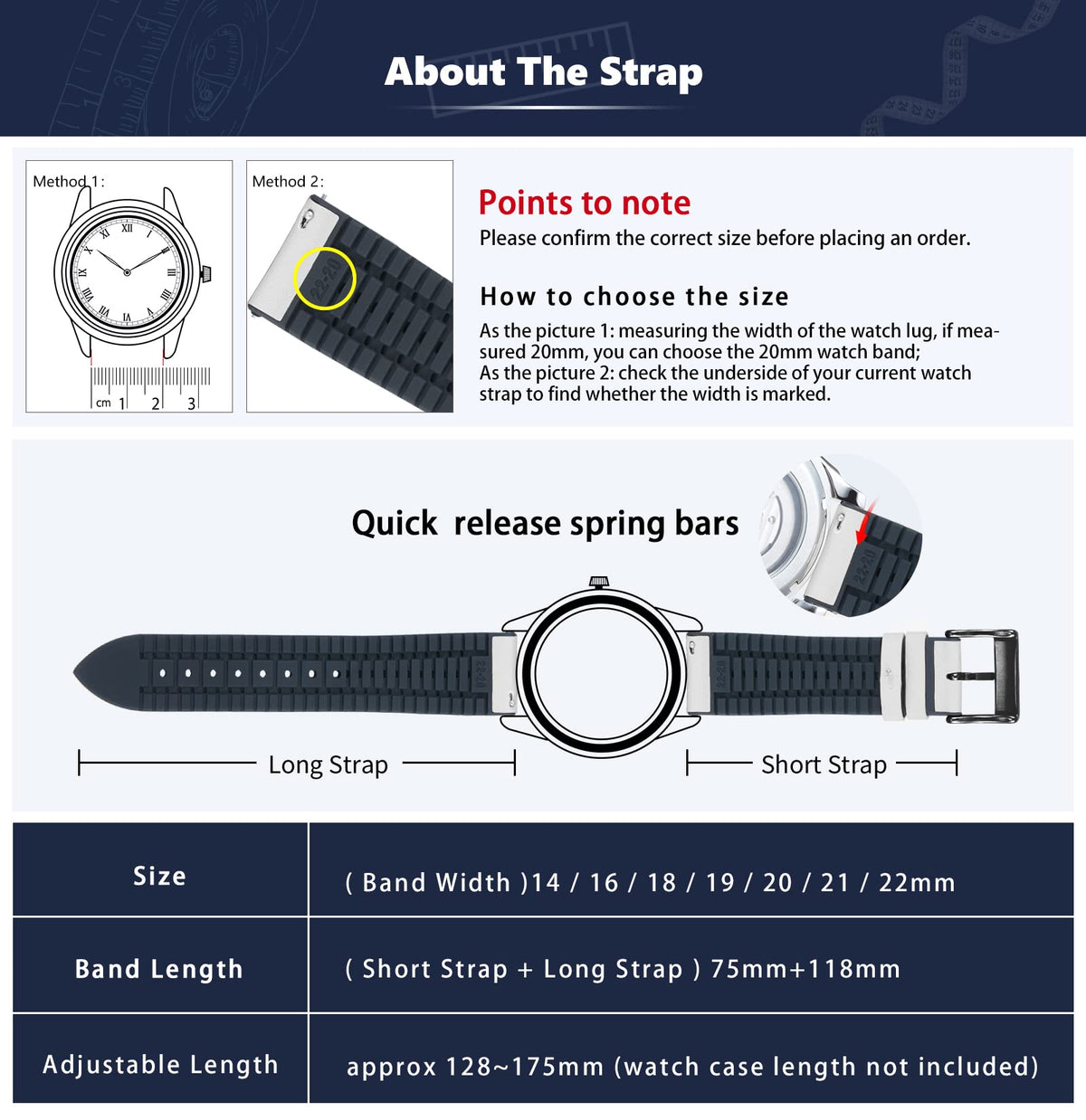 BINLUN Leather Watch Bands Quick Release 14mm-22mm Breathable Micro-Perforated Leather & Rubber Hybrid Watch Straps Silicone-Lined SmartWatch Replacement Bands Men Women (White,Black Buckle,22mm)