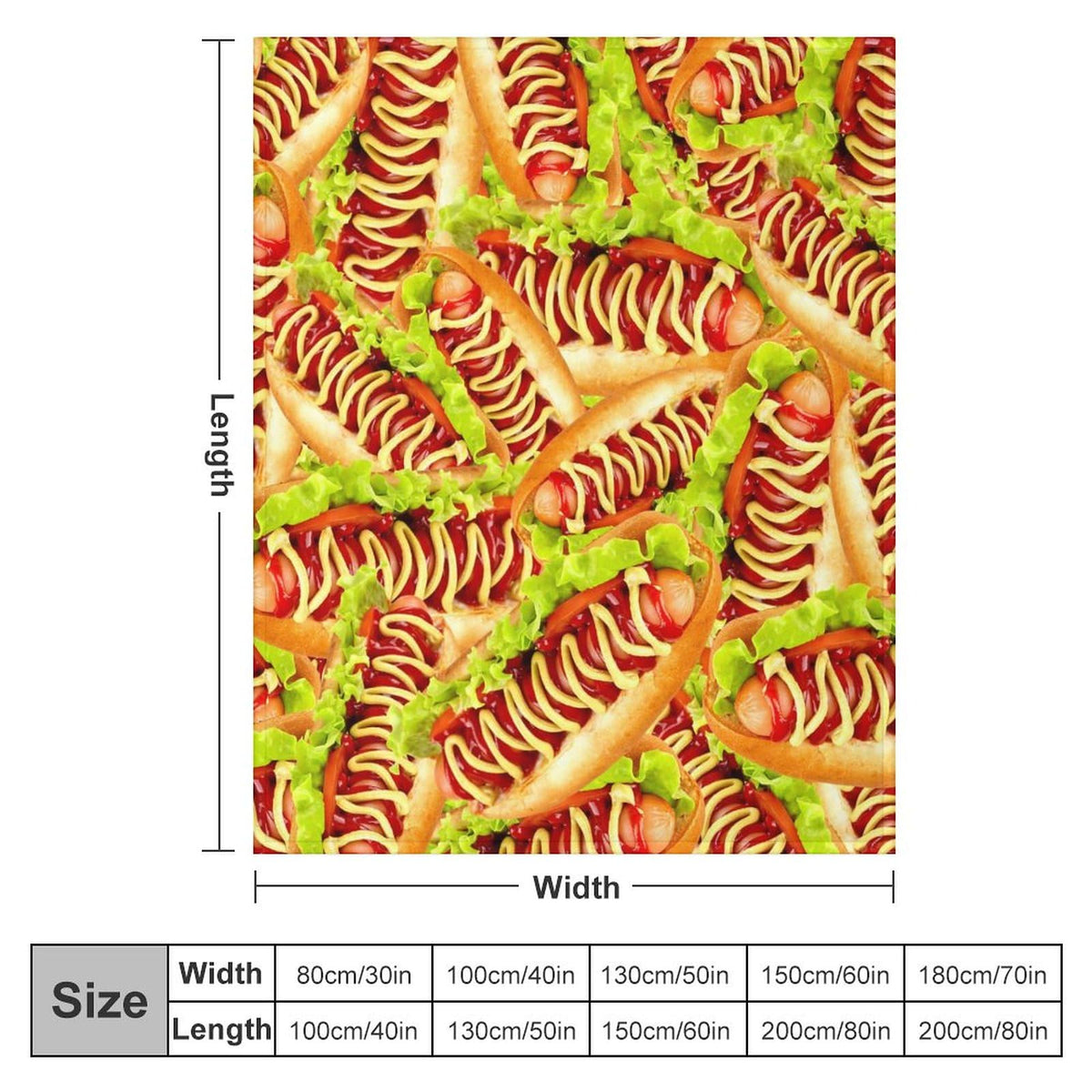 Throw Blanket for Teens Boys Girls and Adults Soft Warm Cozy Funny Food Midweight Flannel Blankets for Couch Sofa Bed Camping Travel Home Decor 50" X 60" (Hot Dog, Custom)