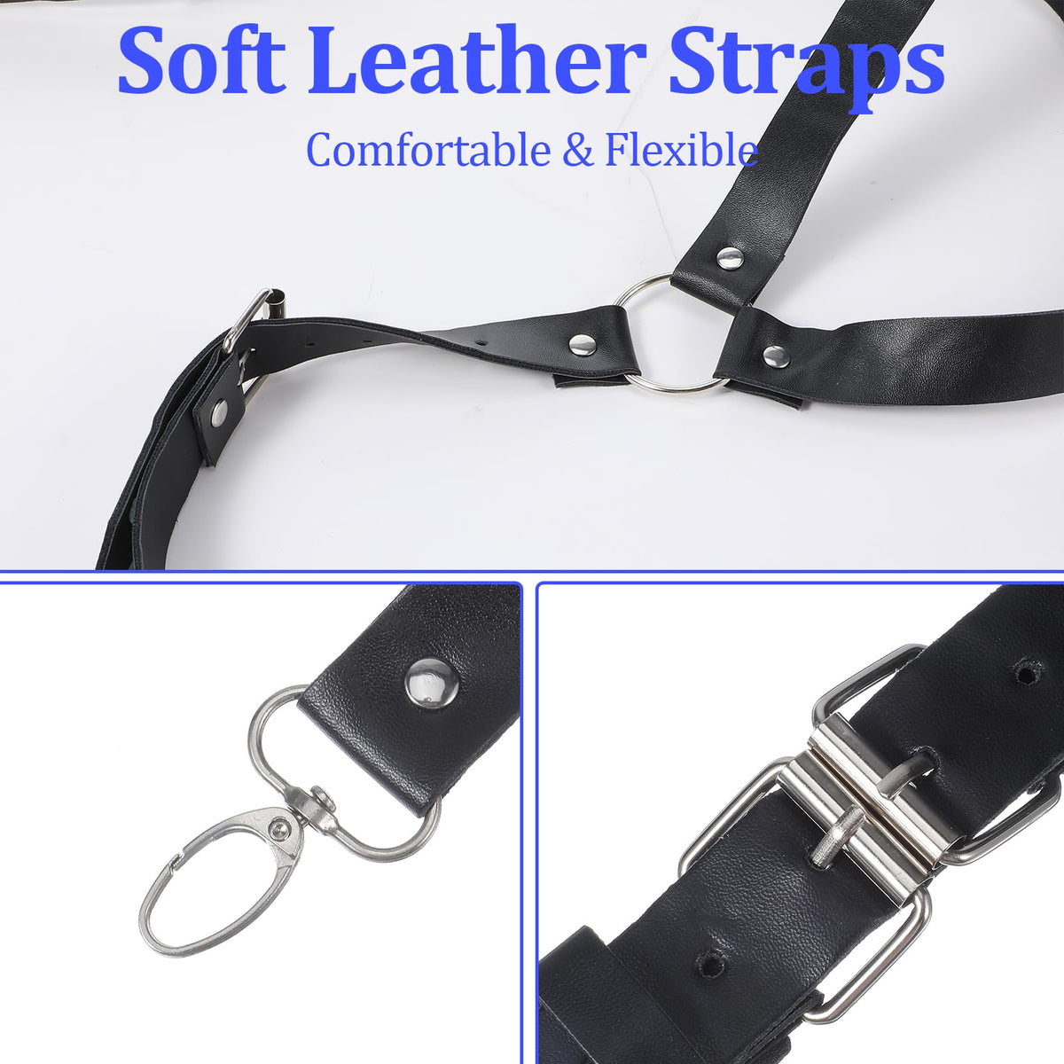 CIATBYYJ Men Leather Suspenders Vintage Men's Back Support Harness Harness Black Belt Strap Body Accessory