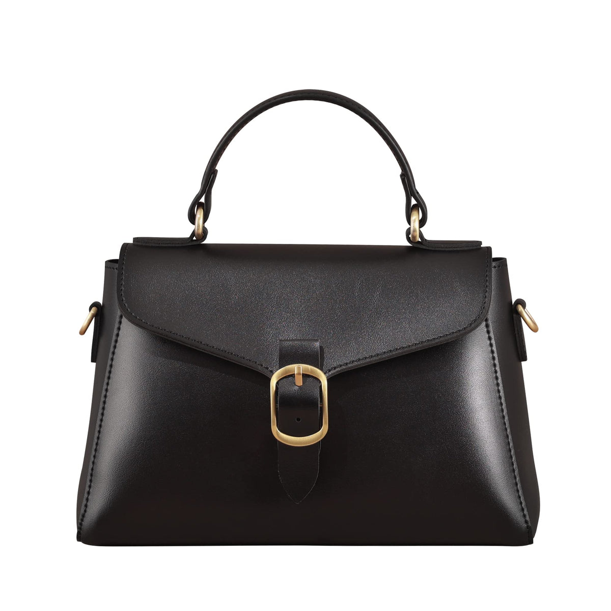 Vintage Vegan Leather Flap Top Handle Bag For Women Black Retro Satchel Casual Purse Simple Shoulder Classic Handbag