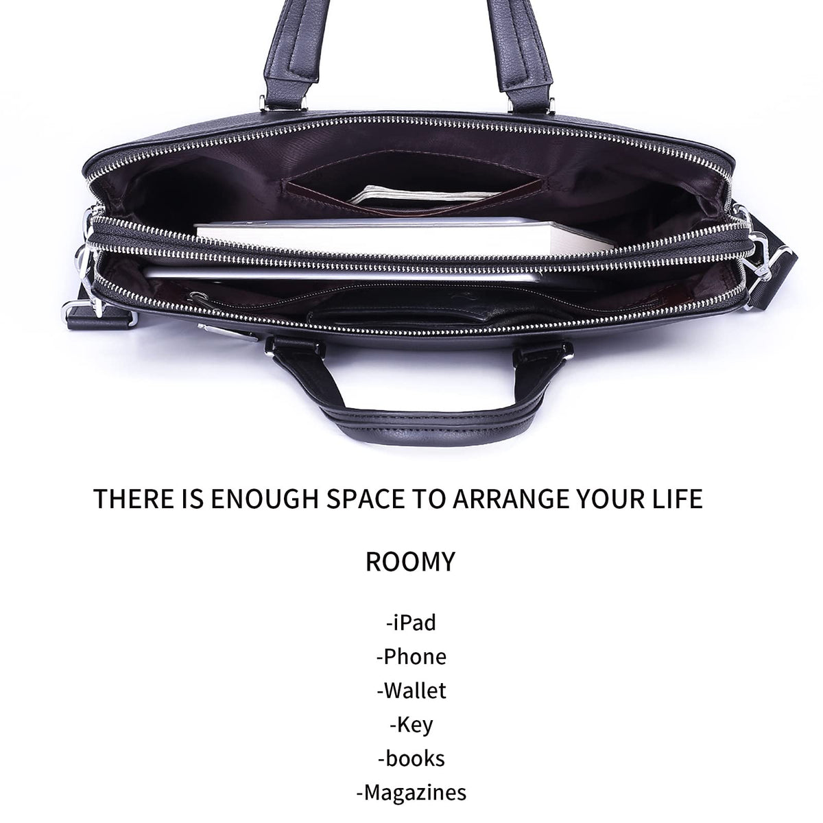 FSD.WG]Business Bag Leather Briefcase Shoulder Laptop Business Bag for Men
