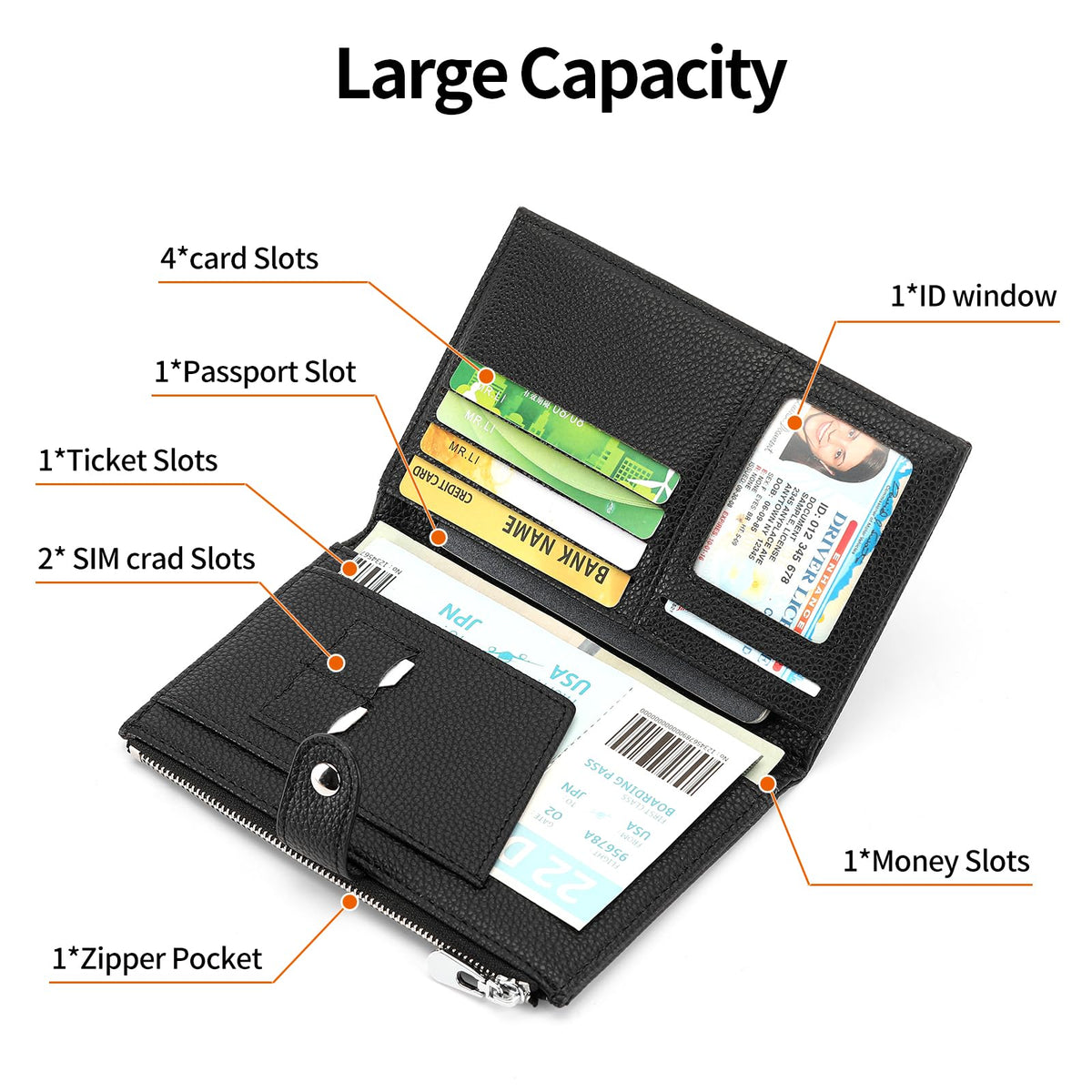 RNIEGA Passport Holder for Women Leather Passport Wallet for Travel RFID Blocking Passport Wallet Credit Card Holder with Zipper Pocket