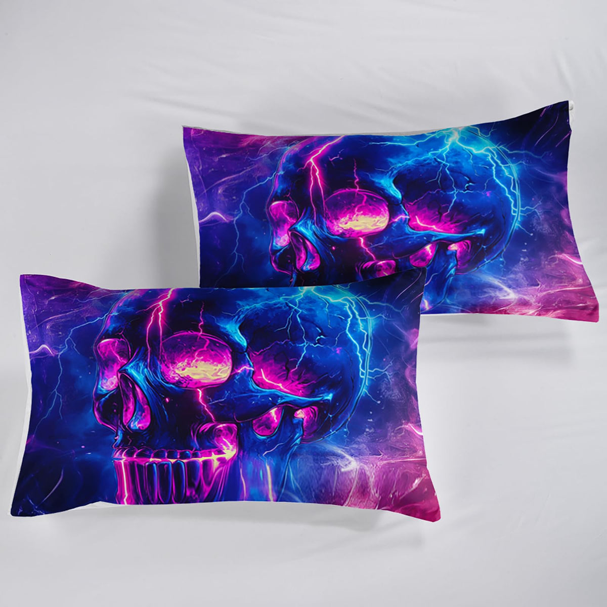 QOOMO Skull Kids Sheets Full Size,Human Skeleton 16" Deep Pocket Bed Sheet Set,Galaxy Printed Bedroom Decor Bedding Set Soft and Breathable for Boys/Girls/Kids/Teens