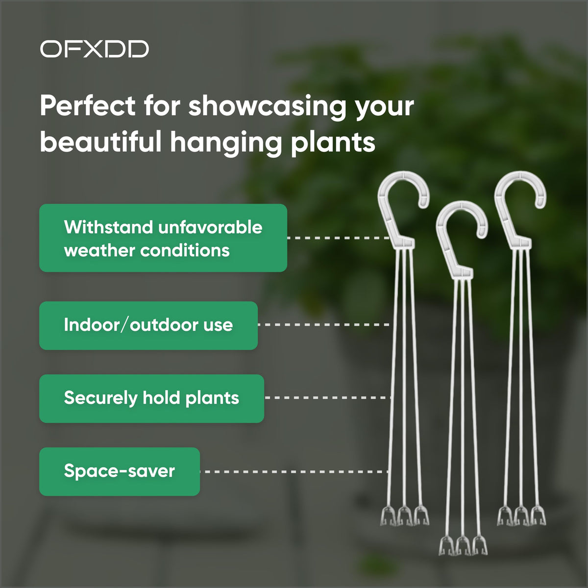 OFXDD Plant Hangers - Pack of 3 - Plastic Flower Basket Hanging - Decorative Plants Pots with Hook - Outdoor Planters Lantern Hanger
