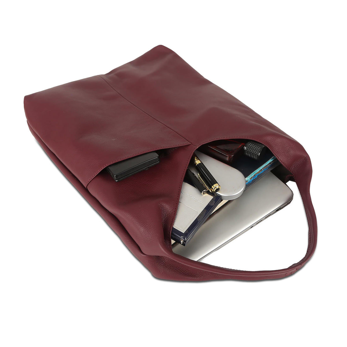 Leather Tote Bag for Women Ladies Purse Travel Shopping Bag Hobo Shoulder Multipurpose Handbag (Burgundy)