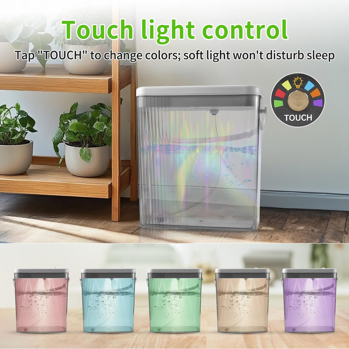 RUNWUSHENG Indoor Drip Irrigation System with 2-Gallon Water Tank, Touch Night Light & Programmable Timer-Self-Watering Kit for 10 Potted Plants