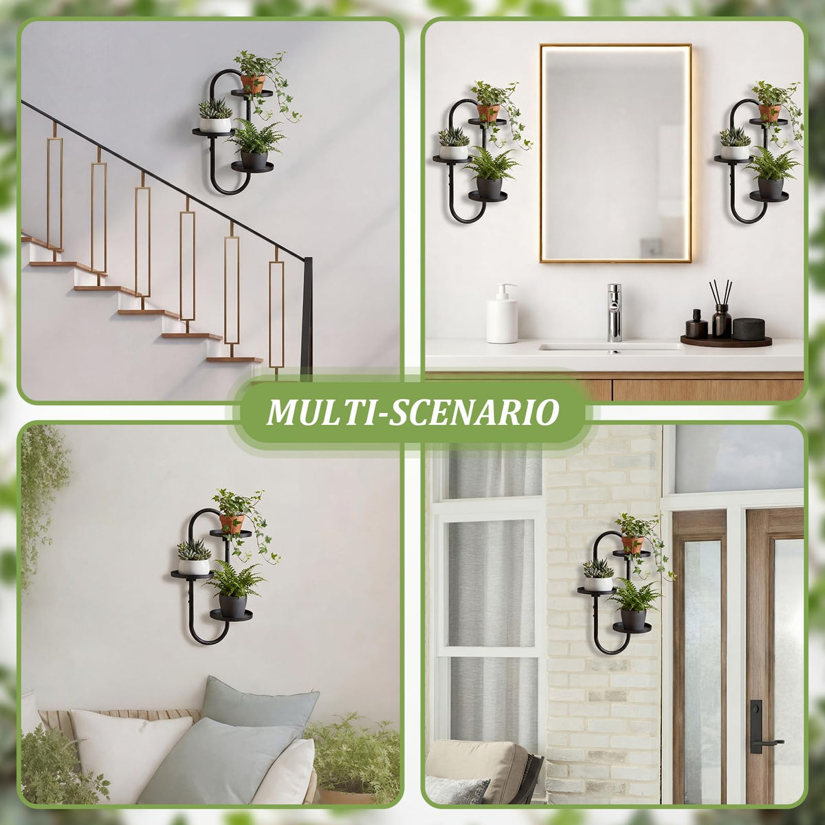 Sliner Wall Mounted Plant Stands 16 Inch Rotating Window Plant Shelves 3 Tier Hanging Wall Planters with Hooks for Indoor Window Living Room Home Decor