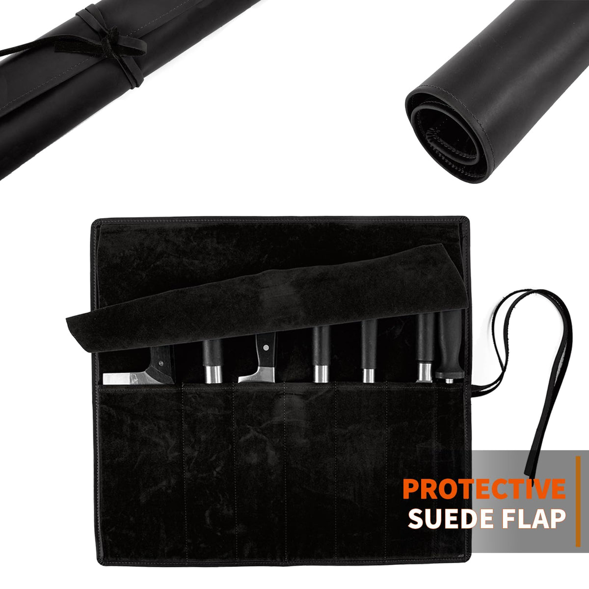 Genuine Leather Knife Roll, Knife Bags for Chefs Professional, Small Chef'S Knife Case Holder, Knives Holders Protectors with 7 Slots