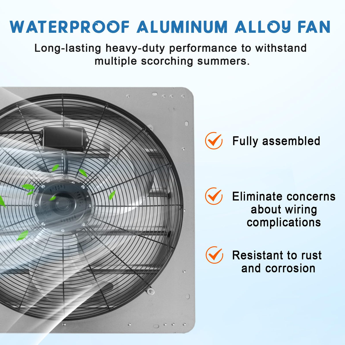 SierraSquad 20 Inch 3500 CFM Aluminum Automatic Shutter Exhaust Fan, Wall Mounted High Speed Louvered Vent Fan for Garage Attic Workshop Greenhouse
