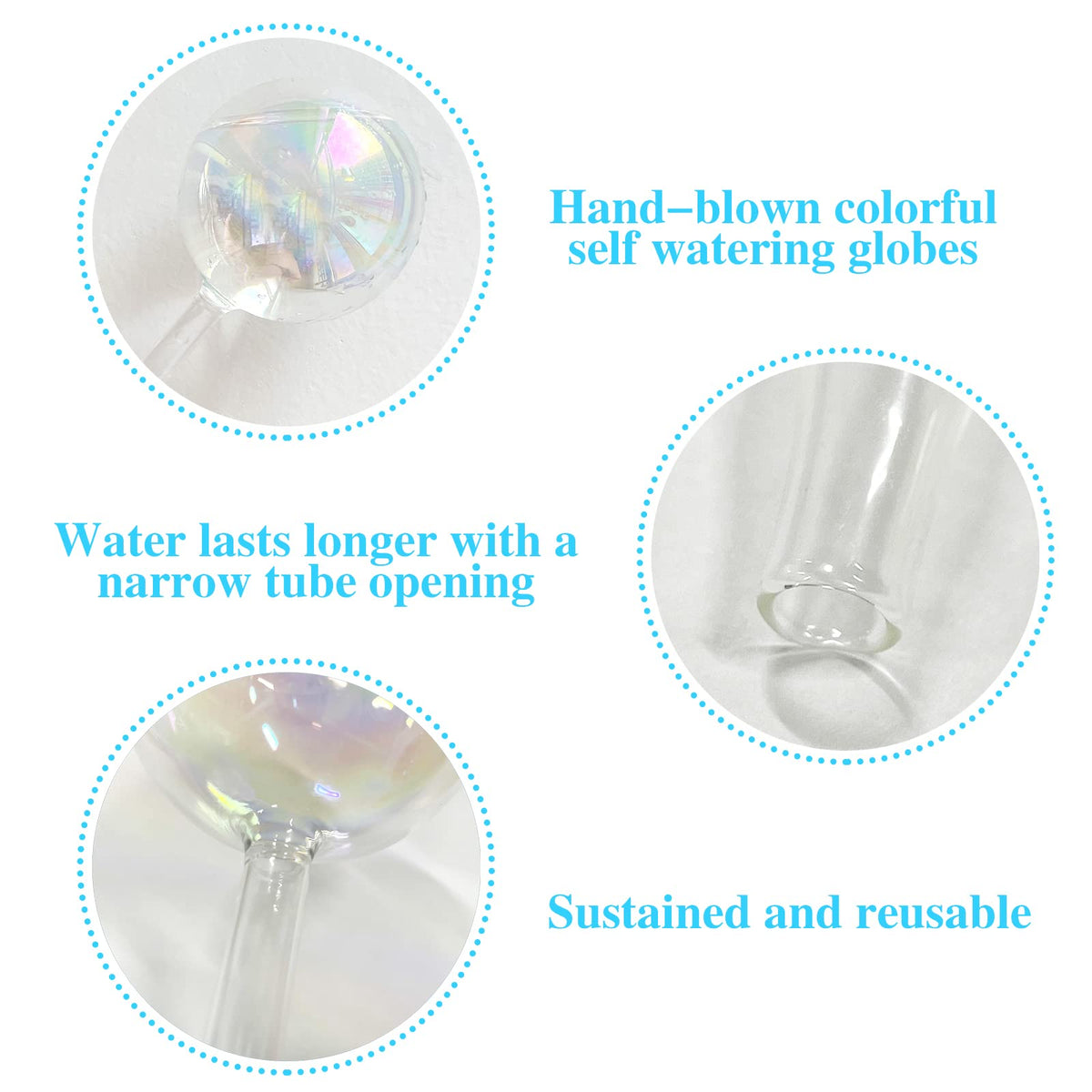 Pynqdfu 3 Pcs Plant Watering Globes,Self Watering Planter Insert Plant Accessories,Colorful Glass Plant Watering Devices for Indoor Plants