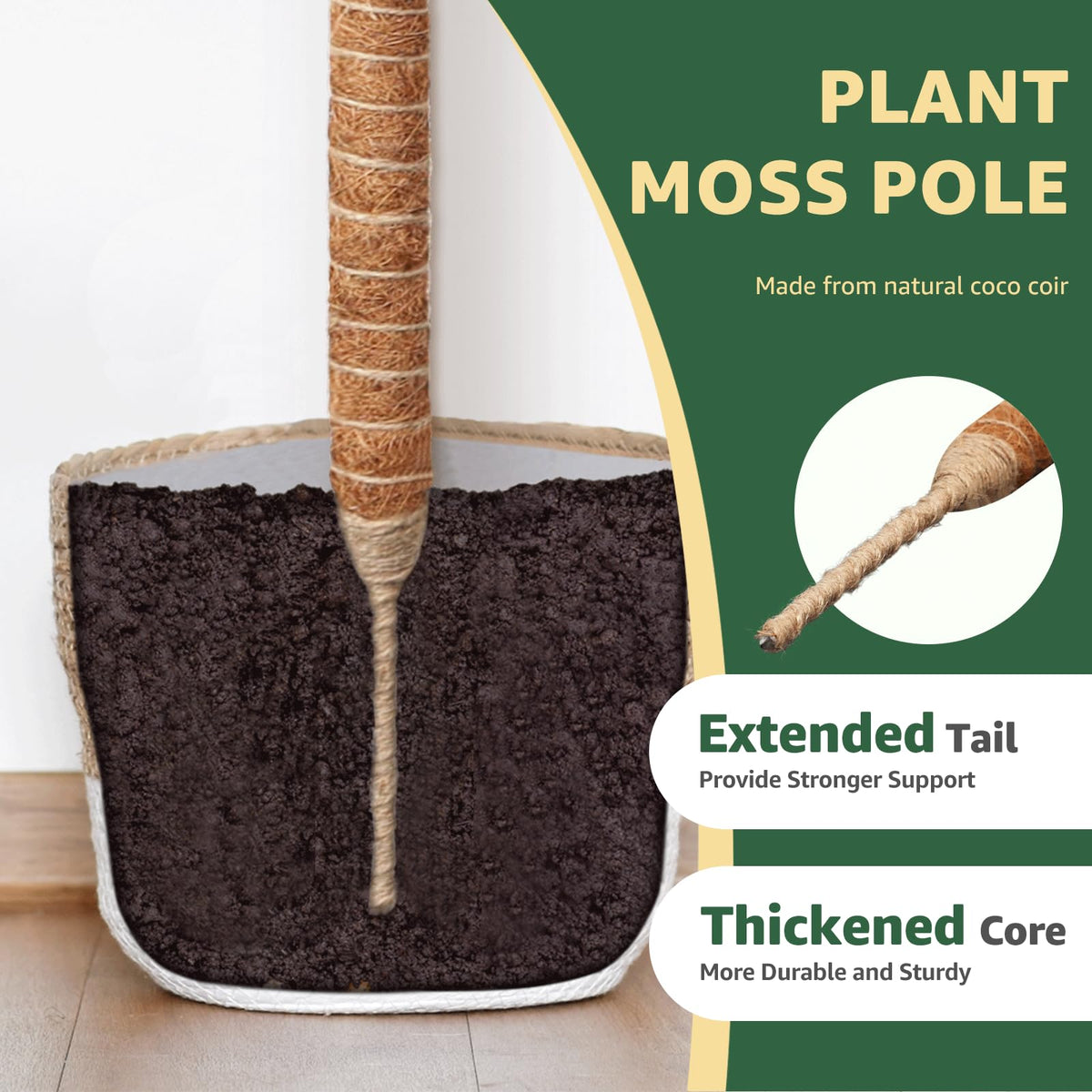 Vanut 2-Pack 60in Large Moss Pole for Monstera, Bendable & Sturdy Pothos Plant Climber Support, Philodendron, Fishbone Cactus & Indoor Tropical Houseplants, Made for Coco Coir