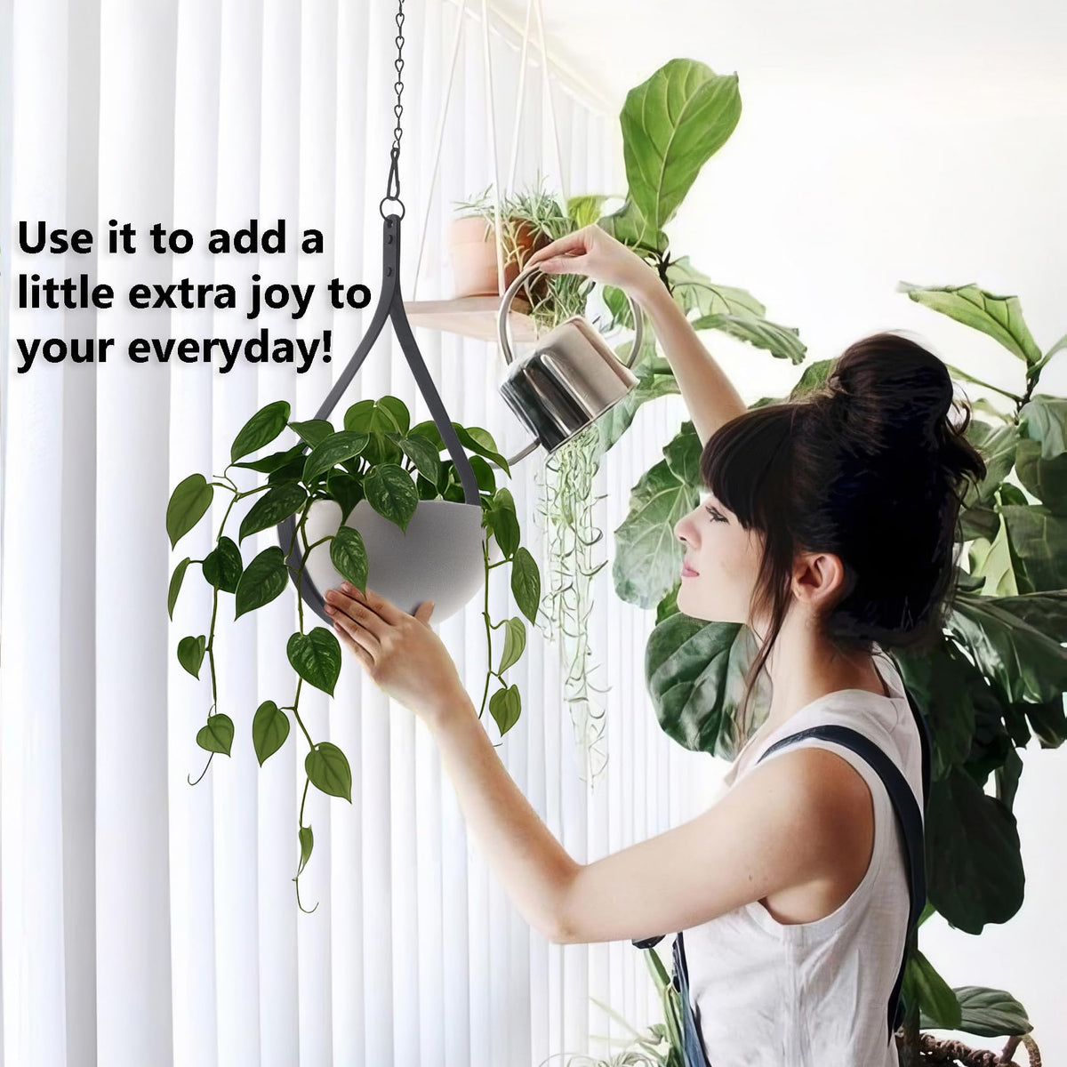Hajia Waterdrop Shaped Hanging Planter, Metal Plant Hanger with Non-Detachable Pot, Hanging Plant Holder for Wall and Ceiling Decor.(No Plants and Drainage Holes) (Black, Medium 1 Pack)
