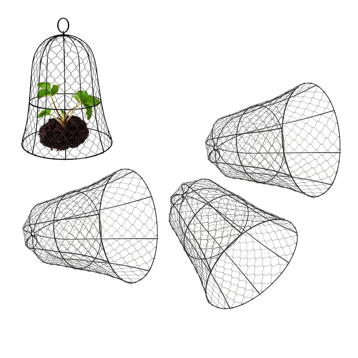 Garden Chicken Wire Cloche 10 Pack Garden Cloches for Plants Wire Plant Protectors from Animals Bell Shape Design Hook on the Top Thickened Iron Construction for Seedlings Shrubs Protection