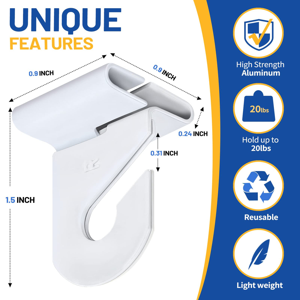 Wakhow 20 Pairs Drop Ceiling Hooks for Hanging, Suspended Track Ceiling Tile Clips, Ceiling Grid Hangers for Decorations from Classroom, Office, Home, Wedding, Hold Up to 20 lbs, 1" W X 1½" H