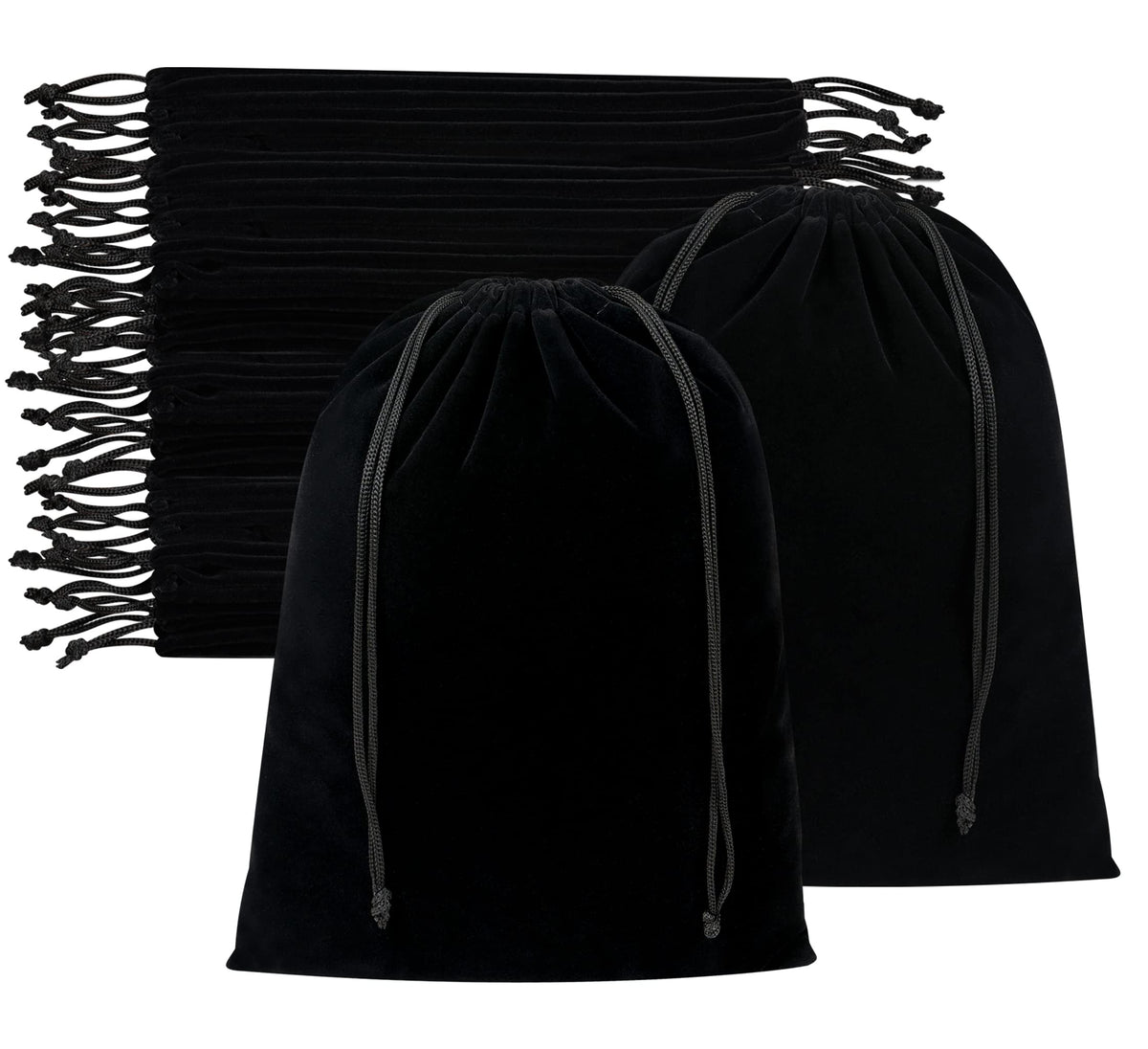 PALTERWEAR Velvet Drawstring Gift Bags - Bulk Wholesale (9 x 12 inch - 25 pack, Black)
