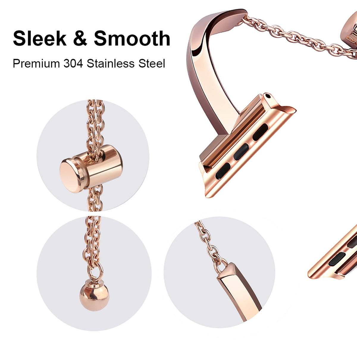 PlusRoc Stainless Steel Band Compatible with Apple Watch Band 38mm 40mm 41mm 42mm(Series 11/10) iWatch SE Series 11 10 9 8 7 6 5 4 3 2 1, Slim Versatile Bangle Bracelet for Women, Copper