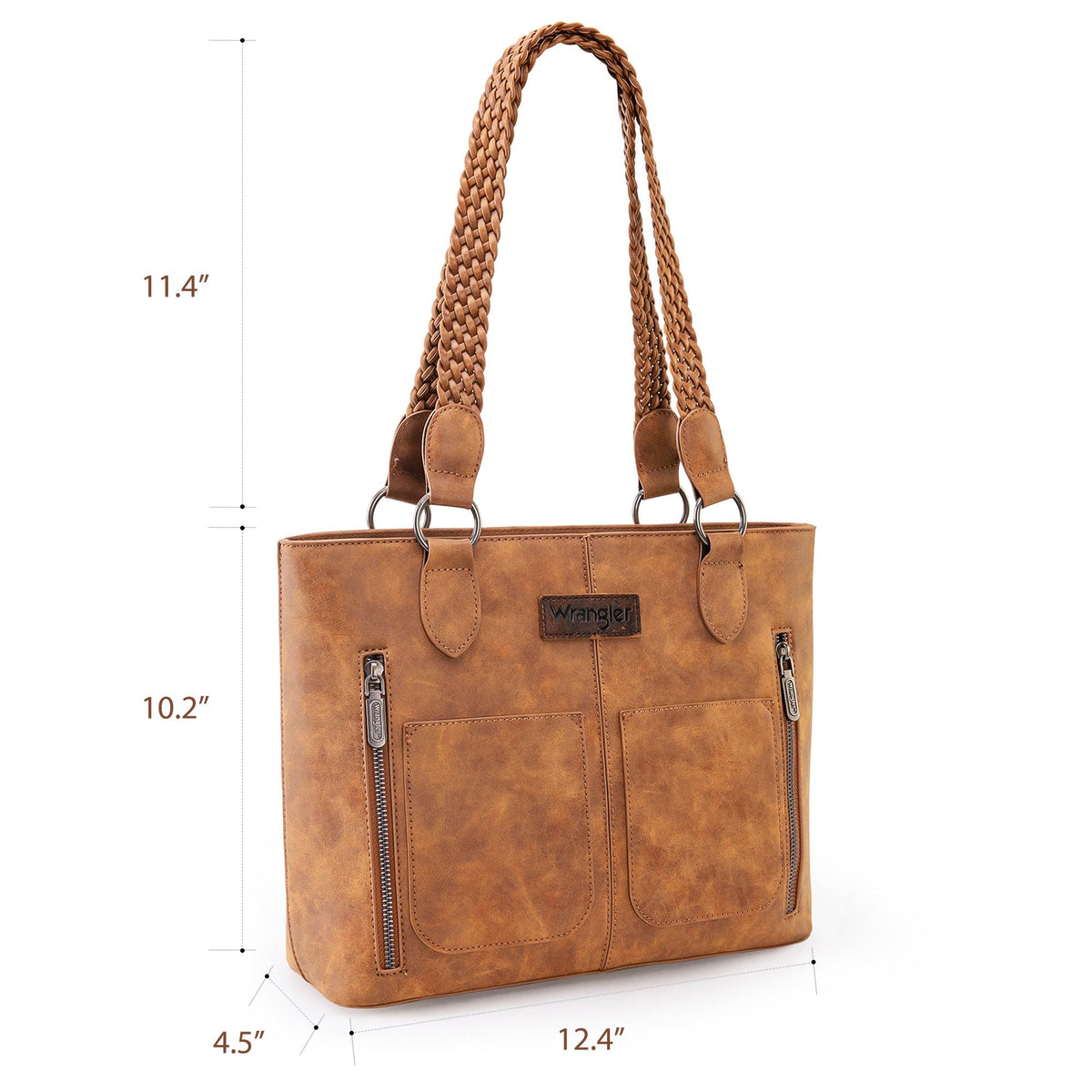 Wrangler Tote Bag for Women Multi Pockets shoulder bag western purse Medium leather like Handbags with Woven Top-Handle WG78-G8317BR