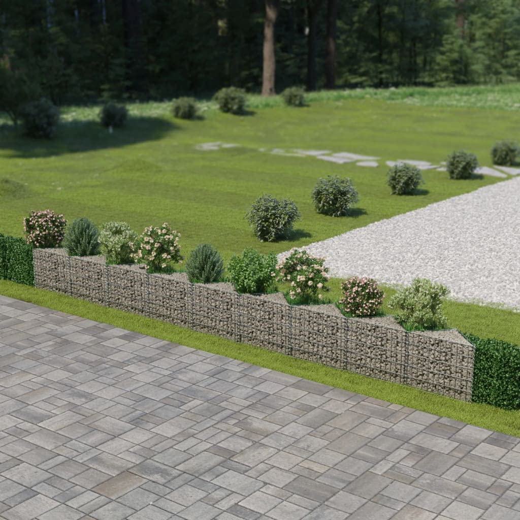 vidaXL Gabion Basket for Garden, Galvanised Steel Gabion Planter, Gabion Raised Bed, High Load Capacity, 248''x11,8x19,7''