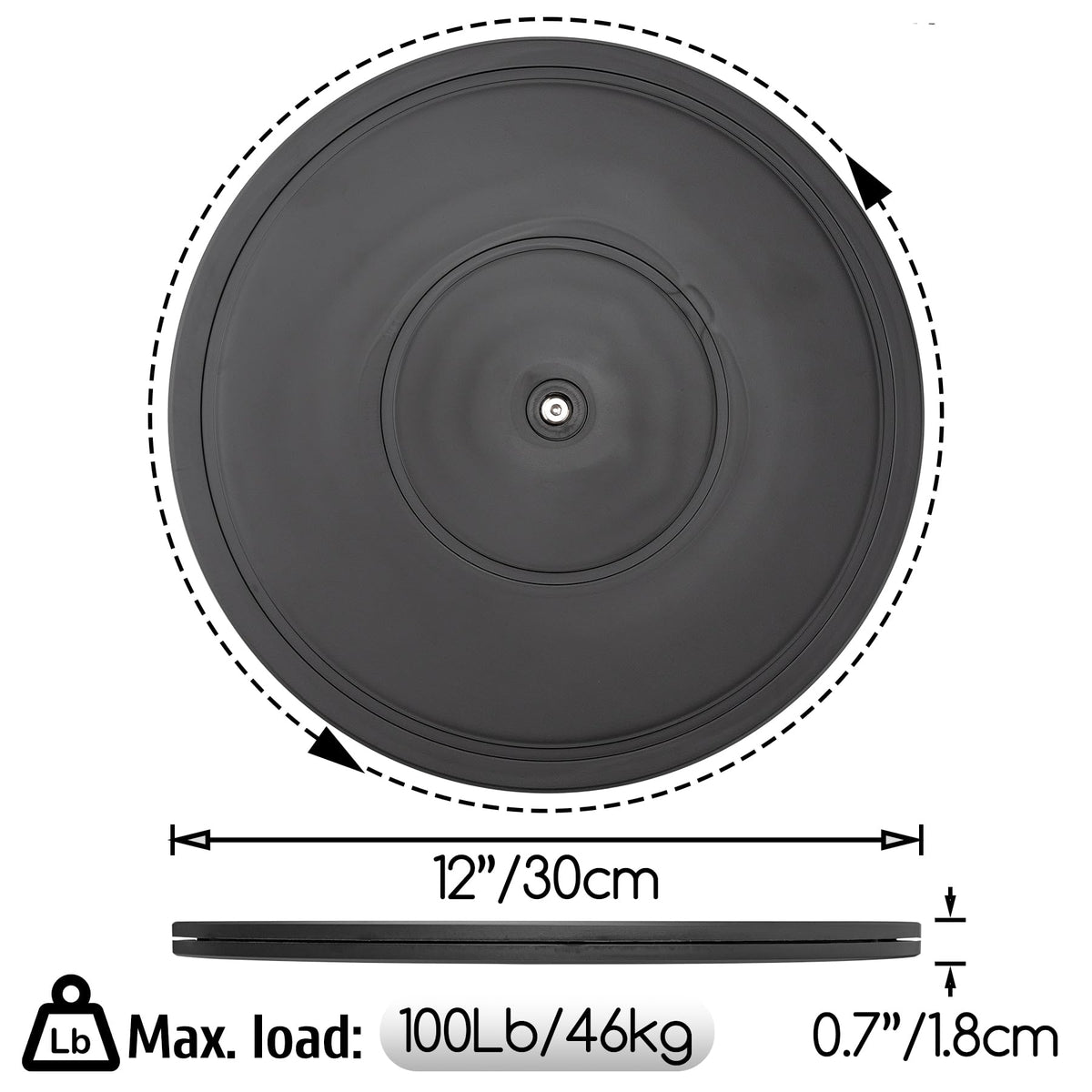 Famgee 12 Inch Heavy Duty Lazy Susan Turntable Rotating Swivel Stand with Steel Ball Bearings for Flat Panel Monitors, Computer, TV, Speakers, Bonsai, Statue, Cabinet Organizer