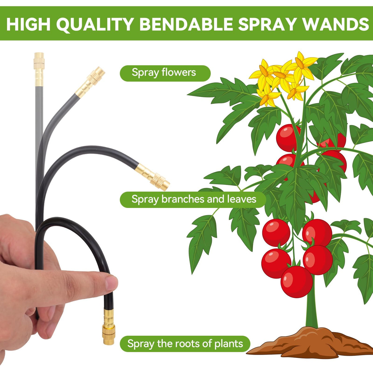 Delinlin 1/4" 60Ft Garden Drip Irrigation System with 12pcs 360°Adjustable Brass Nozzles & Bendable Rod, 2026-Upgraded Watering System Kit for Outdoor Raised Bed, Potted Plant, Yard, Greenhouse
