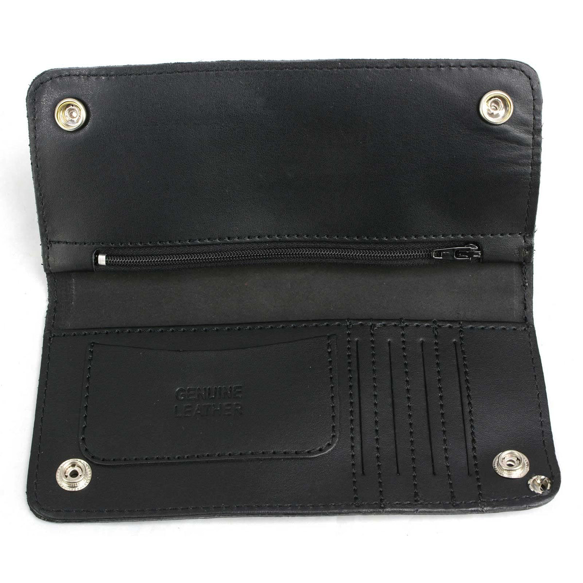 Milwaukee Leather Men's Genuine Leather Tri-Fold Biker Wallet w/Anti-Theft Stainless Steel Chain - 4 Inch