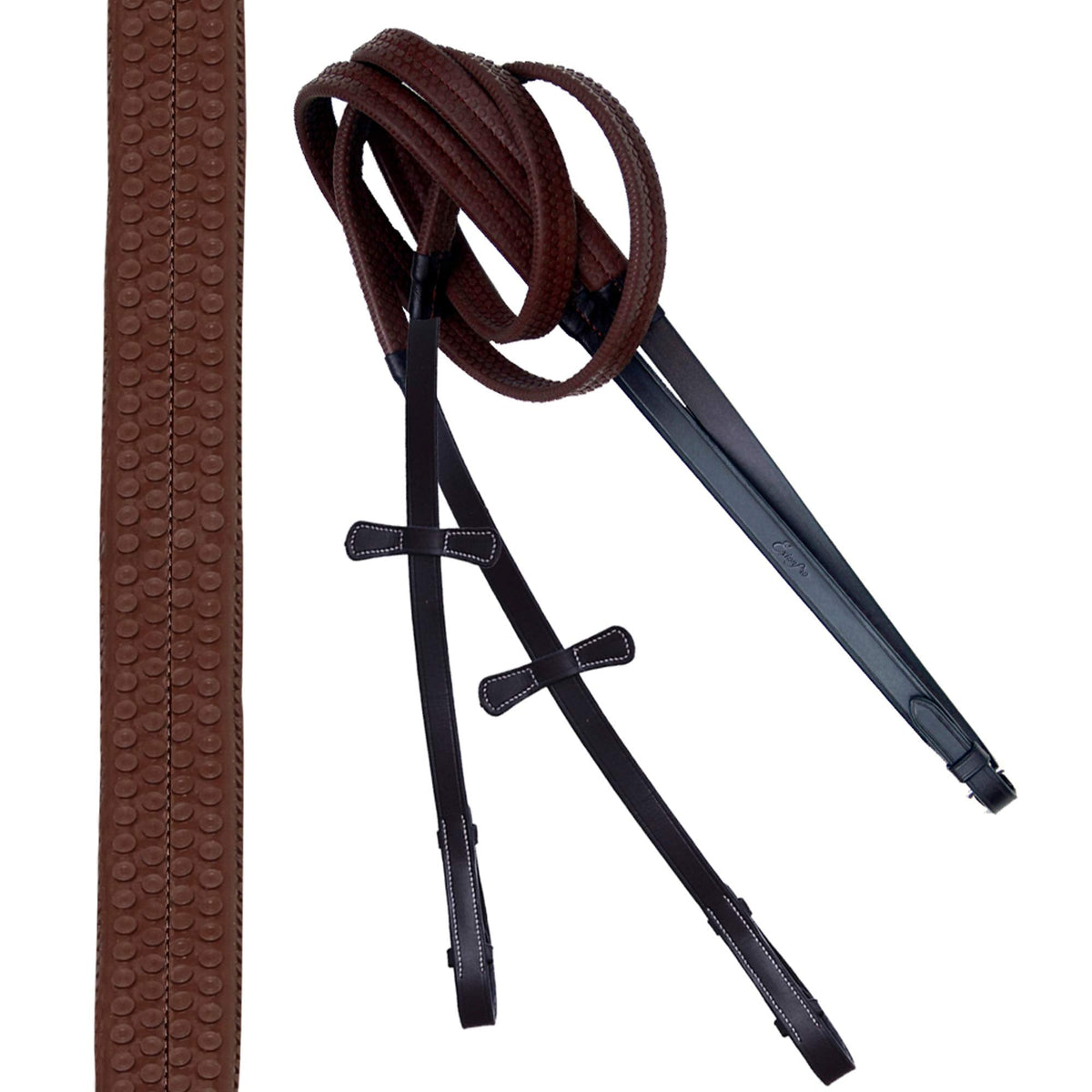 ExionPro English Hunter Jumping Bridle for Horses with Removable Flash Soft Yet Strong Rubber Reins | Royal Hunter Bridle | English Bridle for Horses (Havana, Cob)