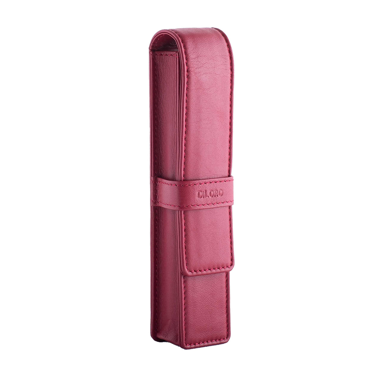 DiLoro Leather Single Pen Case Pencil Pouch Holder for One Fountain Ballpoint Rollerball Pen and Pencil (Red)