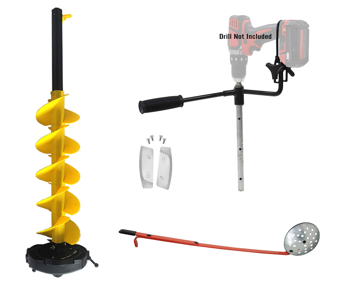 Nordic Legend I-Drill Auger KIT 8" Dia. W/ICE Scoop Chipper and 1 Set REPLACMENT Blades