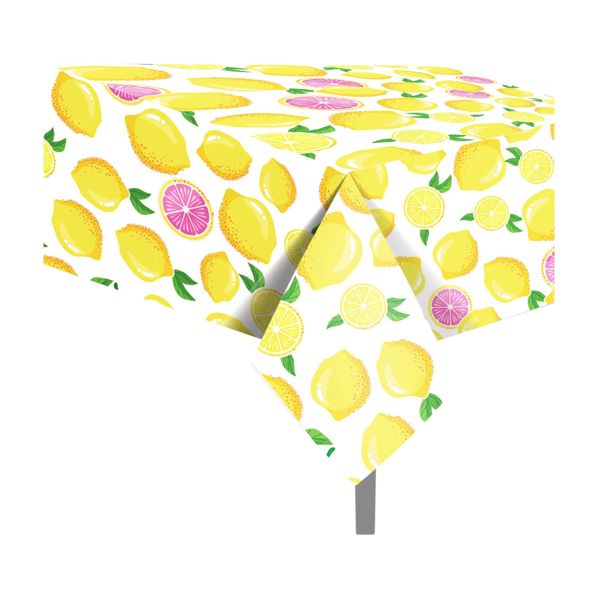 CC HOME 1 Pack Lemon Party Plastic Tablecloth, 54 x 87 Inch,1 Pack Long Rectangular Table Cover for Buffet, Birthday Party, Holiday Dinner, Picnic or Wedding Event Use, Stain Resistant, Reusable
