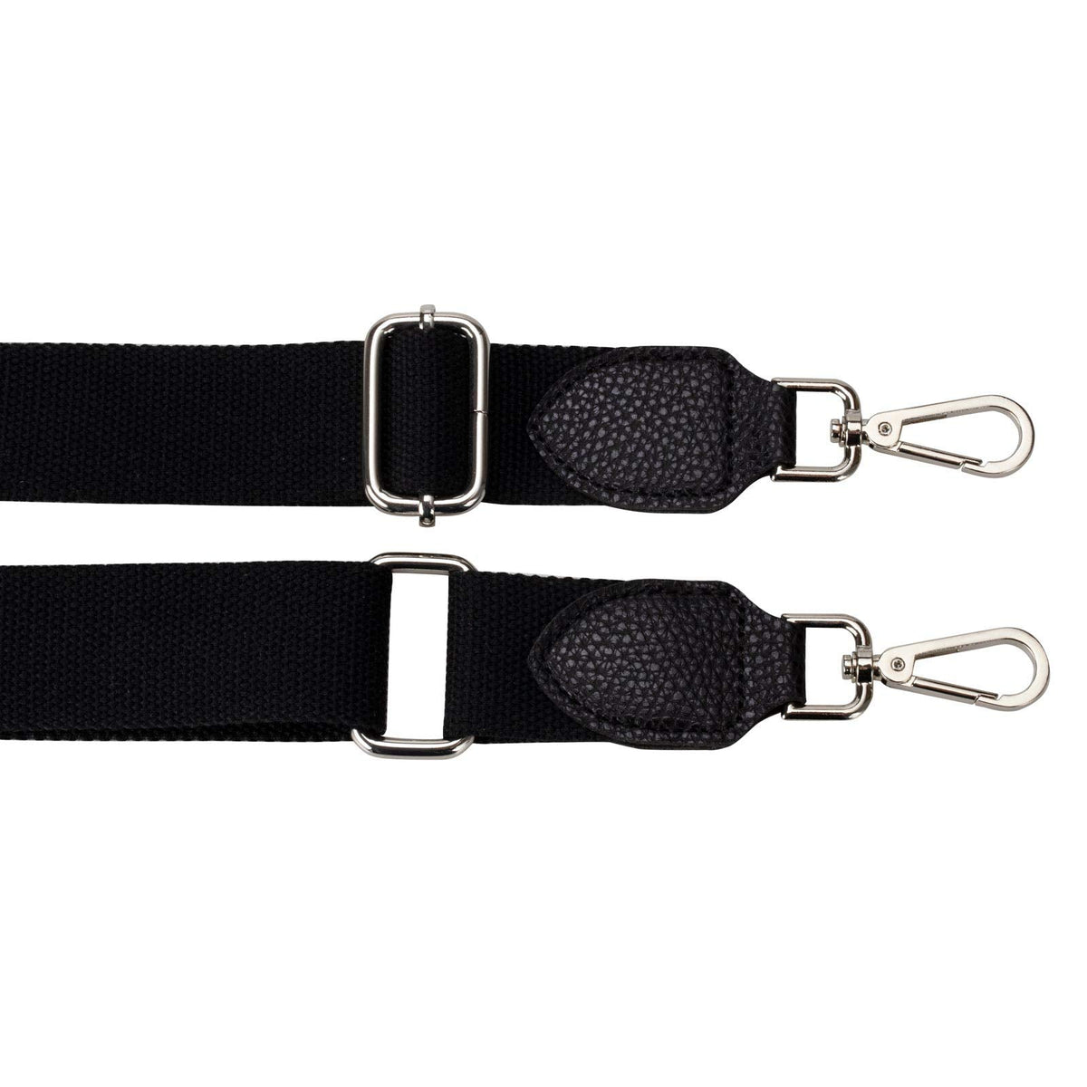 Allzedream Purse Straps Replacement Crossbody Bags Handbag Wide Canvas Leather Adjustable (Black, Silver hardware)