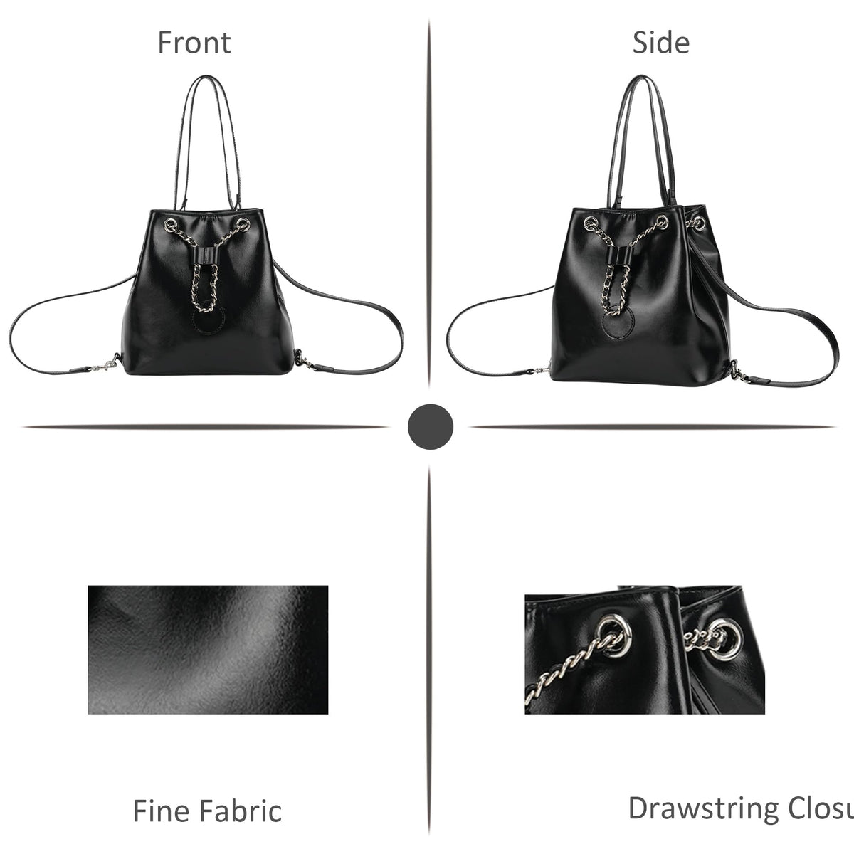 Goinsound Bucket Bag for Women, Vegan Leather Drawstring Tote with 2 Convertible Straps, Casual Crossbody Handbag