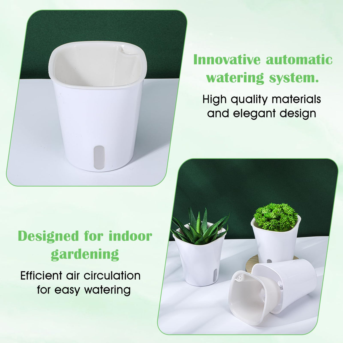 HekouJiub 20 Sets 3" Self Watering Pots, White Self Watering Planters for Indoor Plants, Small Plastic Self Watering Garden Pots with Level Indicator and Vents for House Plants, Flowers