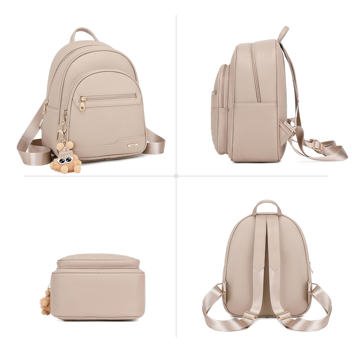 BAGOK Mini Leather Backpack Purse for Women, Small Backpack Purse with Cartoon Charm, Cute Fashion Bag for Girls