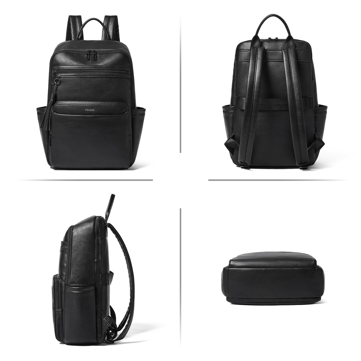 Mroede Laptop Backpack for Women,Leather Backpack with 15.6 inch Laptop Compartment,Large Capacity Computer Backpacks Purse,Carry-on Travel Backpacks,Casual Daypack for Work Business College,Black