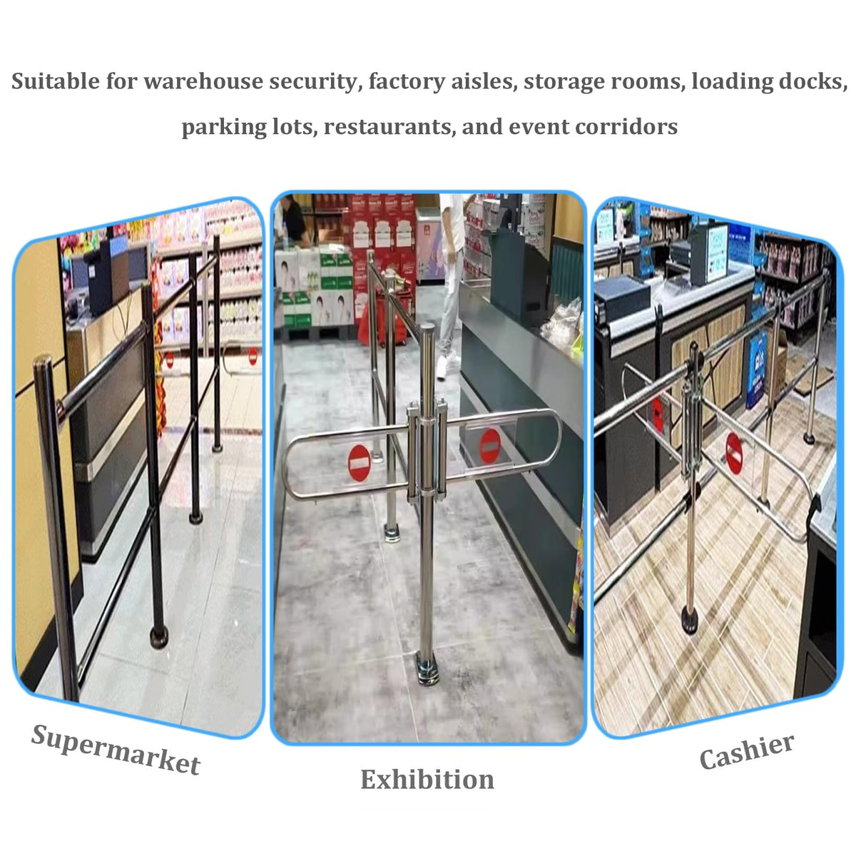 JIIPOREGJ Stainless Steel Supermarket Cashier Counter Safety Gatespring-Loaded Automatic Swing Door for Librarysmall 1-Way Pedestrian Access.Silver-300X100Cmx6.3Cm