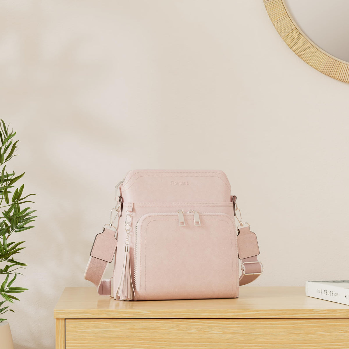 Roulens Crossbody Purse for Women,Lightweight Medium Crossbody Bag Soft Leather Women's Shoulder Handbags with Tassel