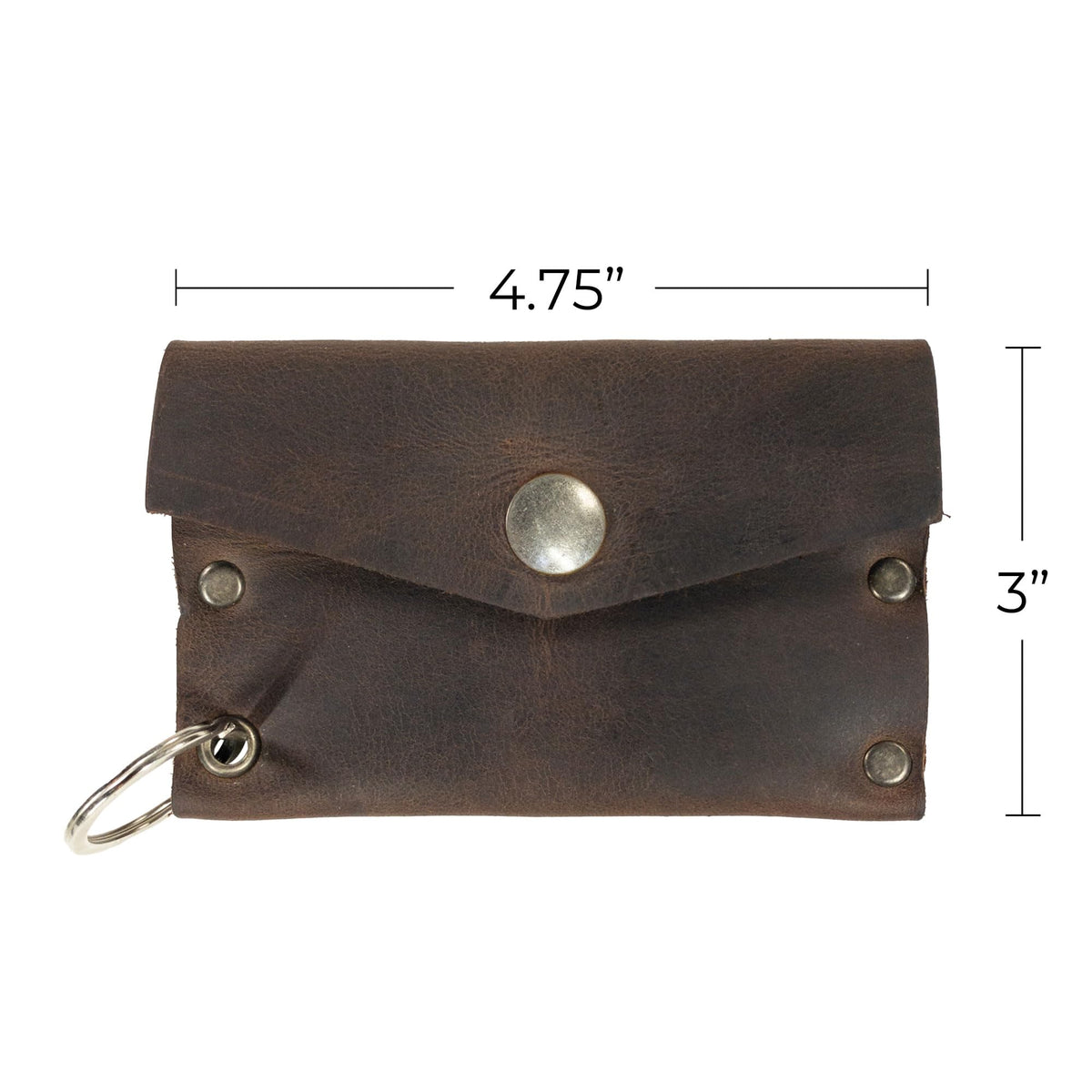 Hide & Drink, Leather Riveted Envelope Keychain, Holds Up to 4 Cards/Card Organizer/Holder/Case/Rustic/Cash/Accessories, Handmade - Bourbon Brown