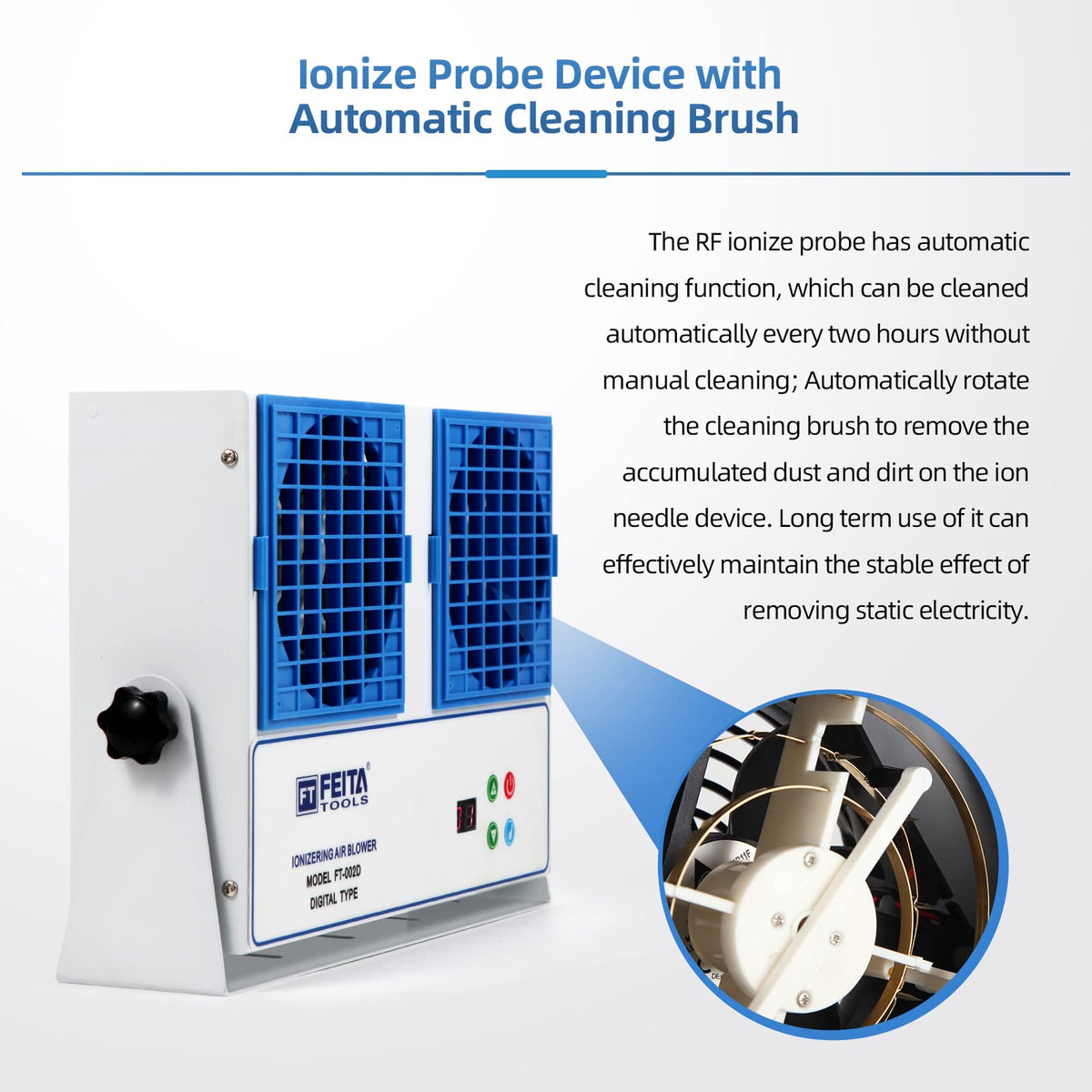 FEITA Ionizing Air Blower Anti Static Ionizer New Cleaning Type Static Fan Electrostatic Discharge Ionizer Blower Dual-Purpose Bracket Industrial ESD Static Eliminator