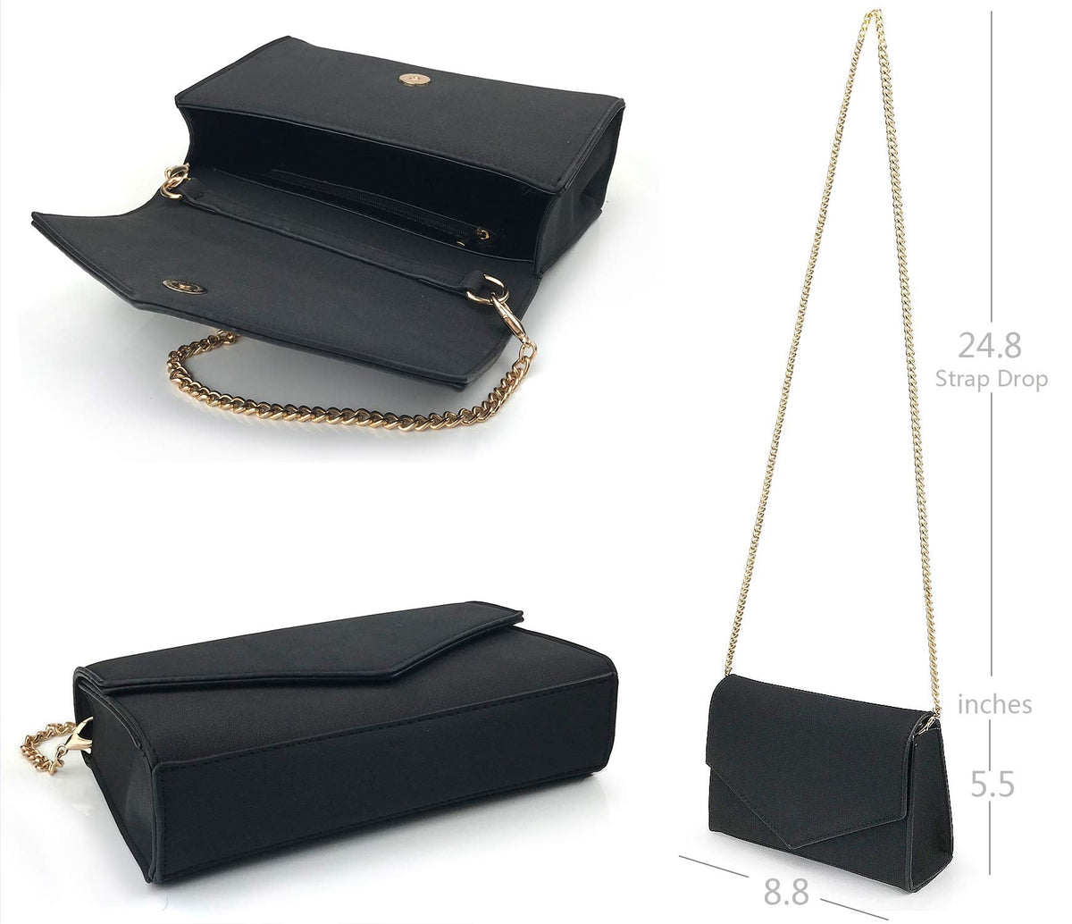 HOXIS Clutch Purse for Women Suede Evening Envelope Clutch Chain Shoulder Bag