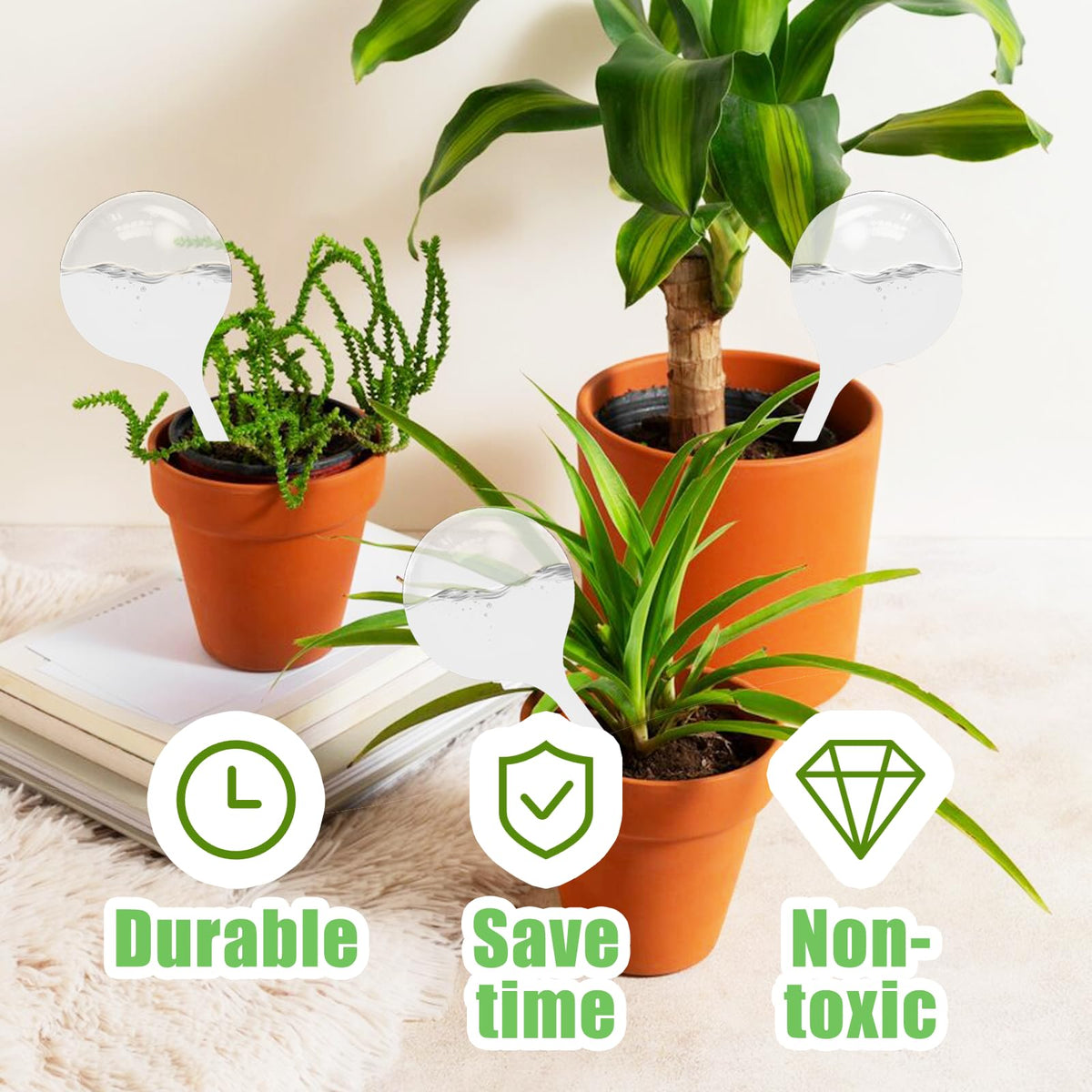 Cmaqpw 12 PCS Large Plastic Self-Watering Bulbs,Clear Watering Globes,Plant Watering Globes for Plants,Graden,Flowers Flowerpot