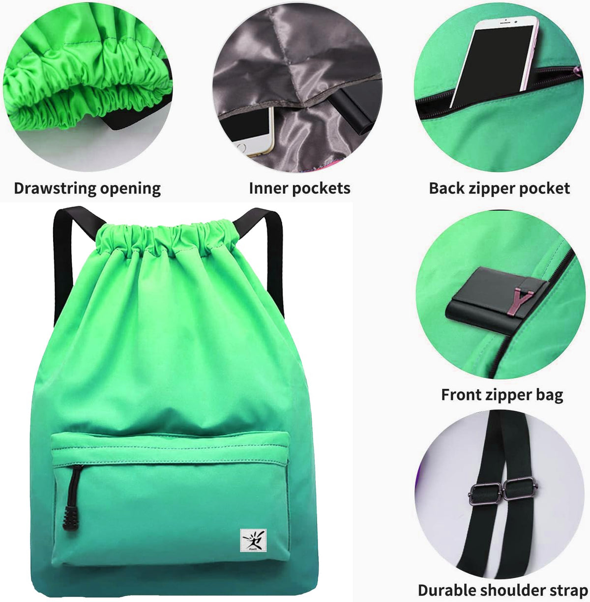 Risefit Waterproof Drawstring Bag, Gym Bag Sackpack Sports Backpack for Men Women