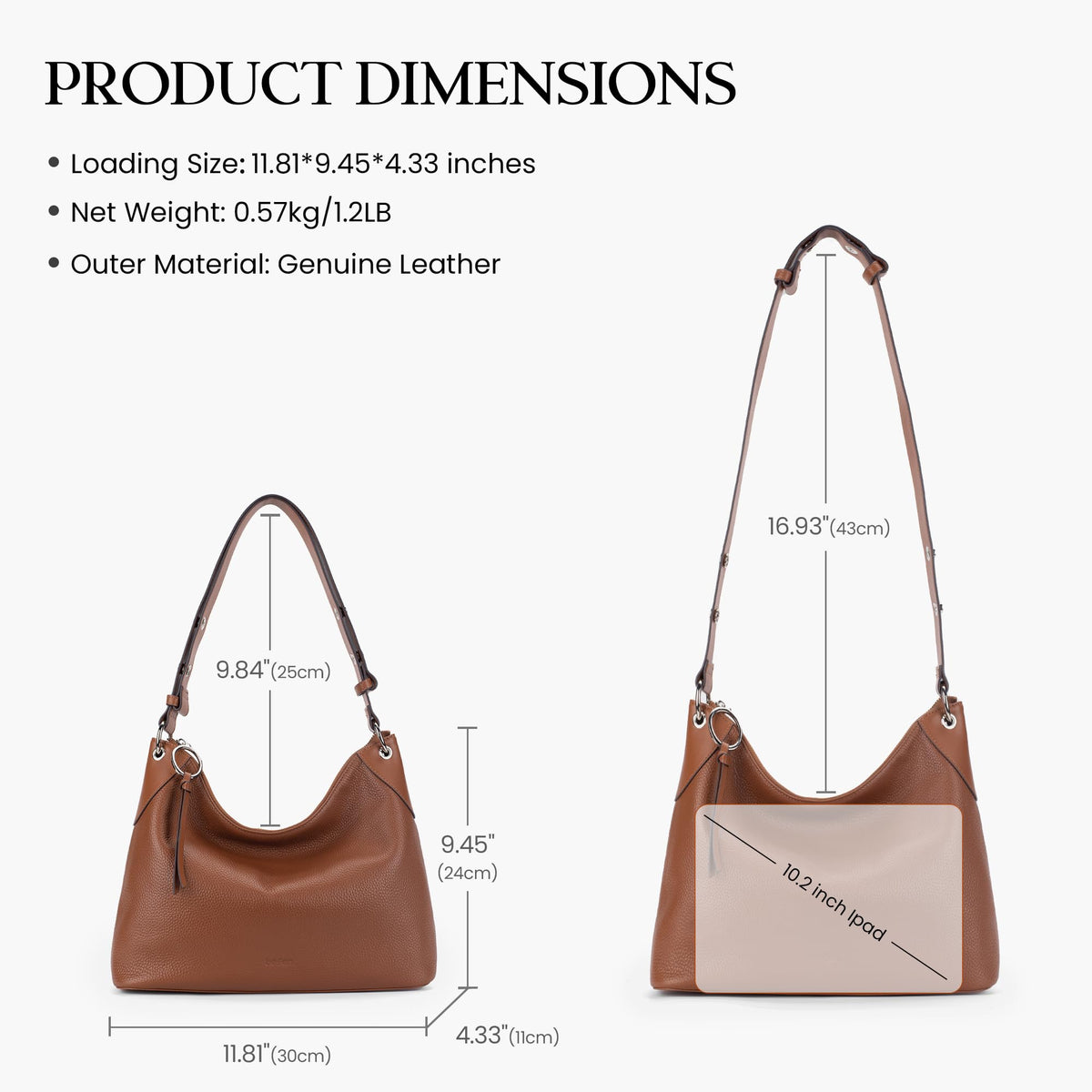 befen Genuine Leather Purse for Women, Brown Designer Hobo Bags, Trendy Slouchy Leather Handbags Soft Shoulder Purse with Tassel Womens Shoulder and Handbas for Travel & Everyday