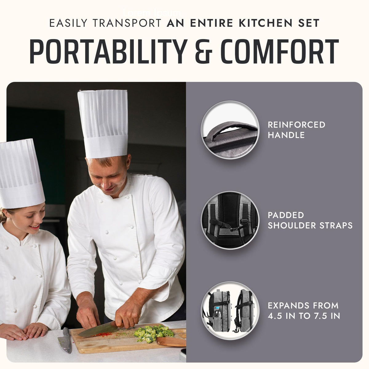 Asaya Chef Knife Backpack with 20-Pocket Knife Roll Bag - Over 30 Storage Pockets Chef Bag, Professional Backpack for Chefs and Culinary Students – Knives Not Included (Grey)