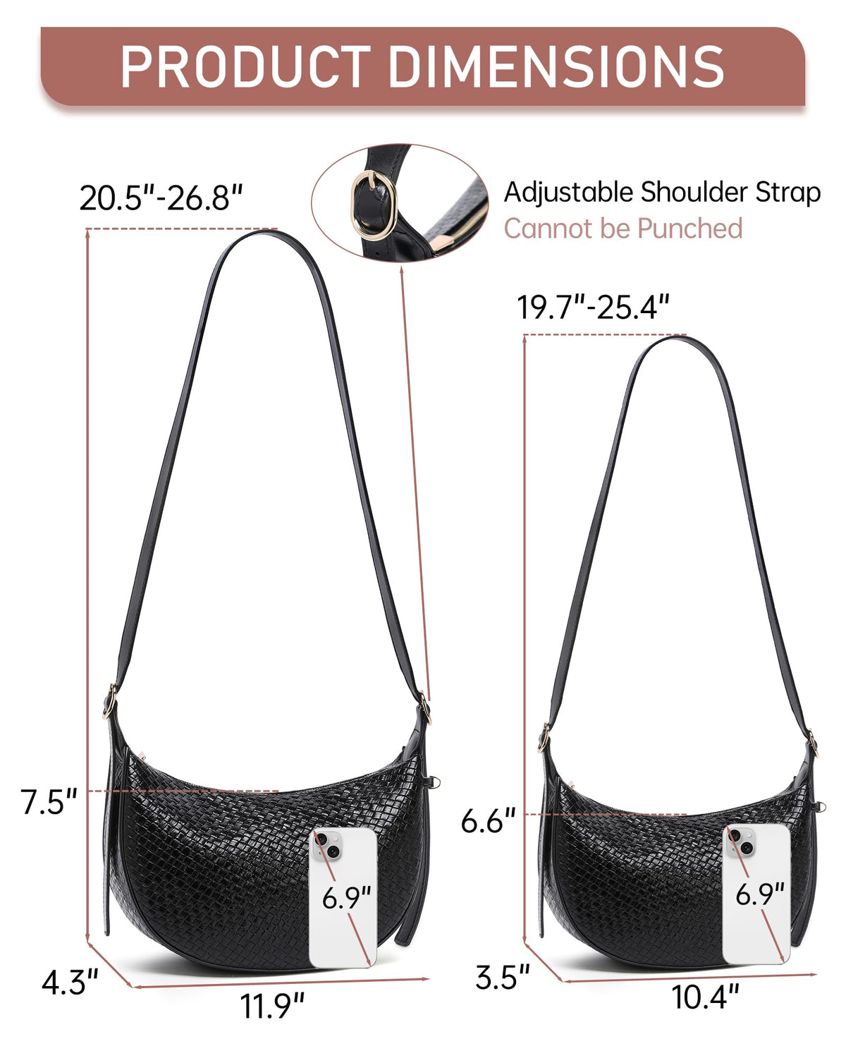 Purses for Women Woven Crescent Shoulder Bag 2PC Vegan Leather Hobo Crossbody Handbag with Small Matching Bag