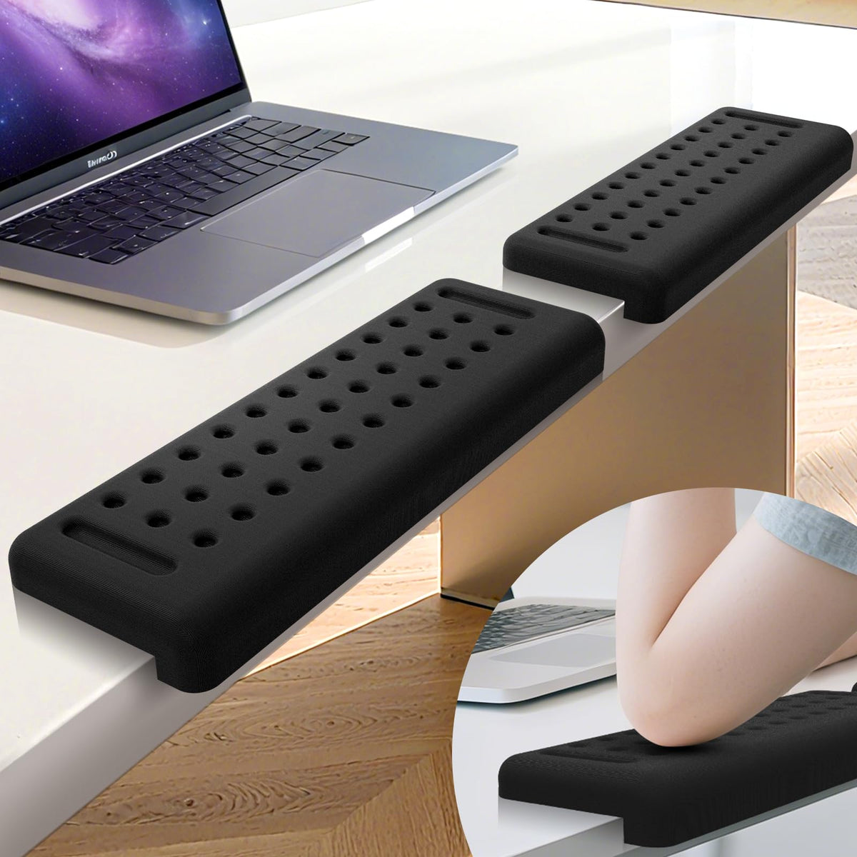 Retuhapy L-Shaped Desk Edge Cushion, 2 PCS Elbow Rest for Desk with Ergonomic Support, Memory Foam Elbow Pad & Arm Rest for Palm, Wrist & Forearm, Non-Slip & Separate Design, Office & Home, Black
