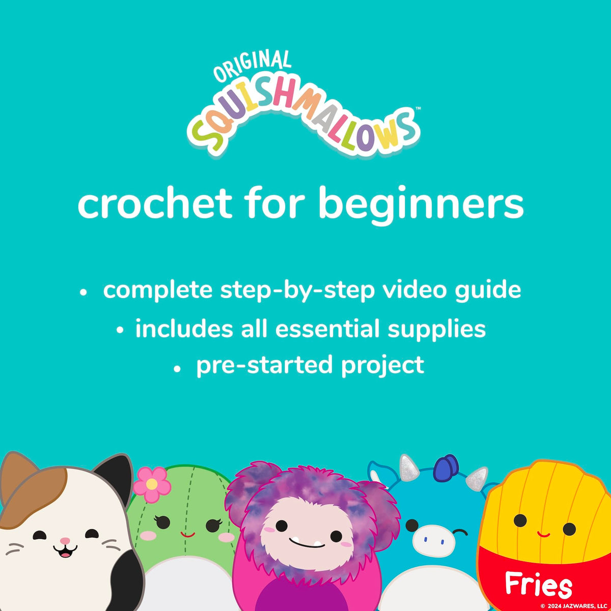 Original Squishmallows Bebe the Bluebird Crochet Kit, Includes Yarn, Crochet Hook, Starter Hooks, Step-By-Step Tutorials, Exclusive Crochet Kit For Beginners, DIY Craft, Crochet Kits, Great Teen Gifts